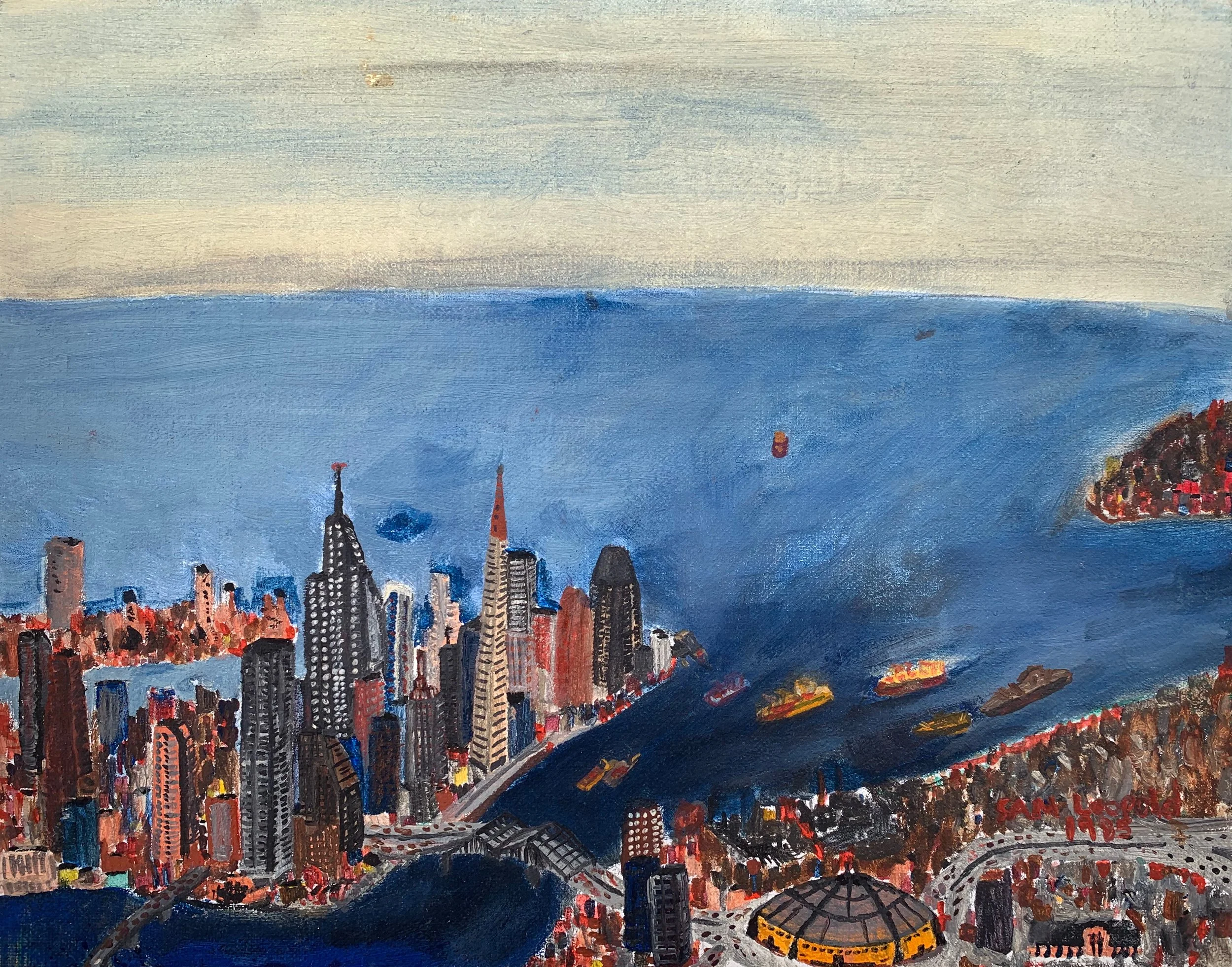 Urban Island at Dawn
11”x17”   27.9 cm x 43.2 cm 
Oil on Canvas 
1985