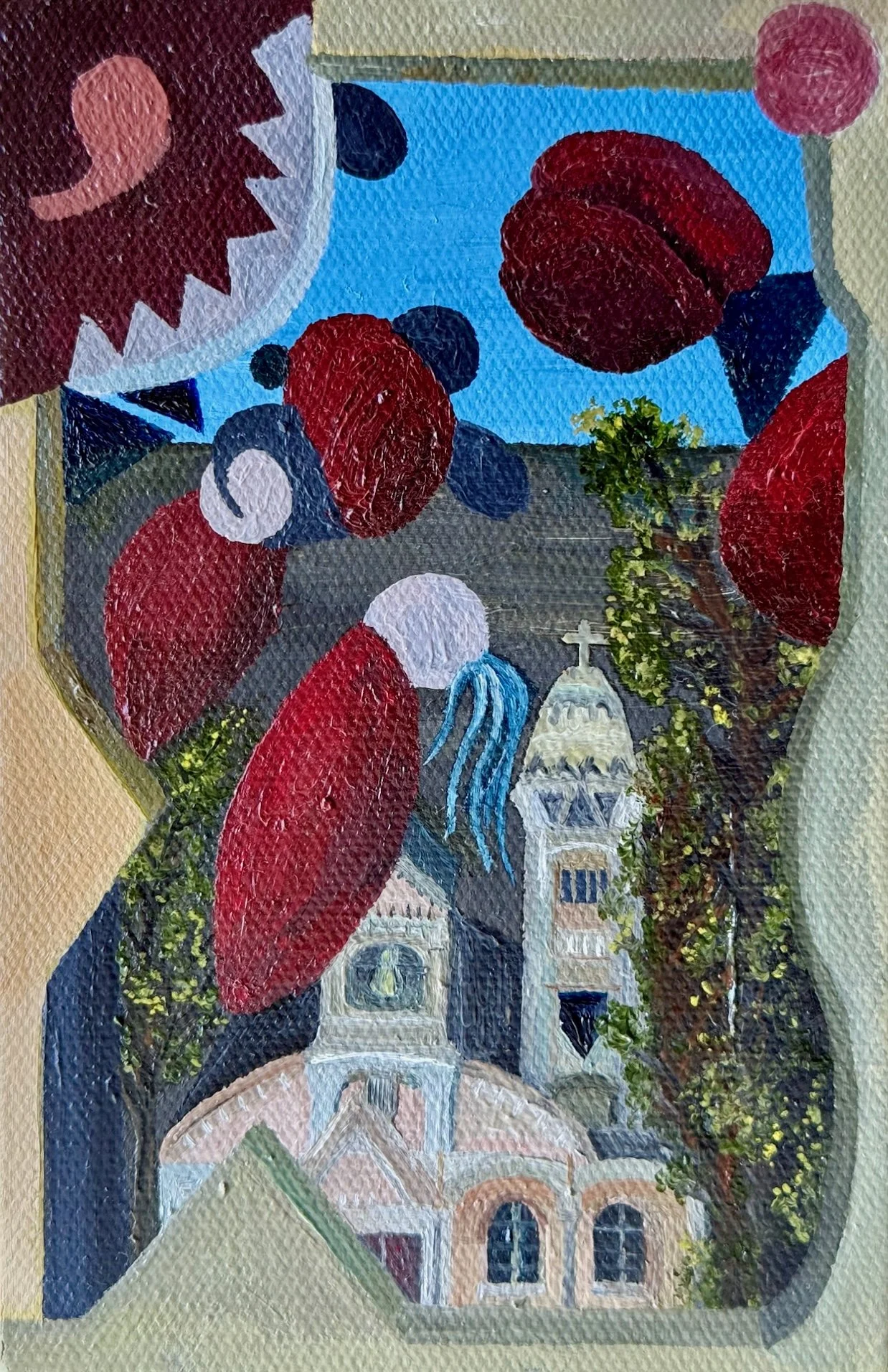 Daydreaming at Church
4"x6"  10 cm x 15 cm
Oils in Canvas
2024