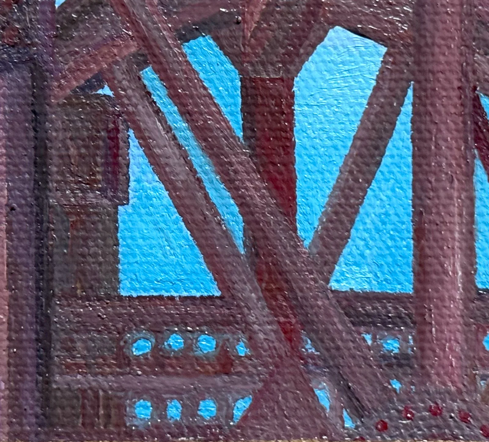 Rivets and Railings (Detail)
4"x6"   10 cm x 15 cm
Oils on Canvas
2026
