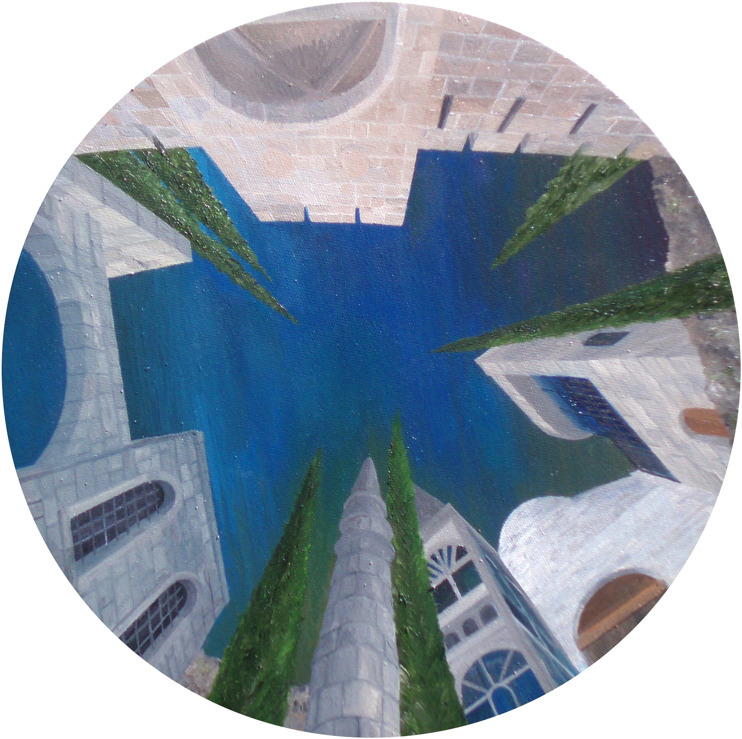 Round Stone Sky
12"x12" 30 cm x 30 cm
Oils on Canvas
2011