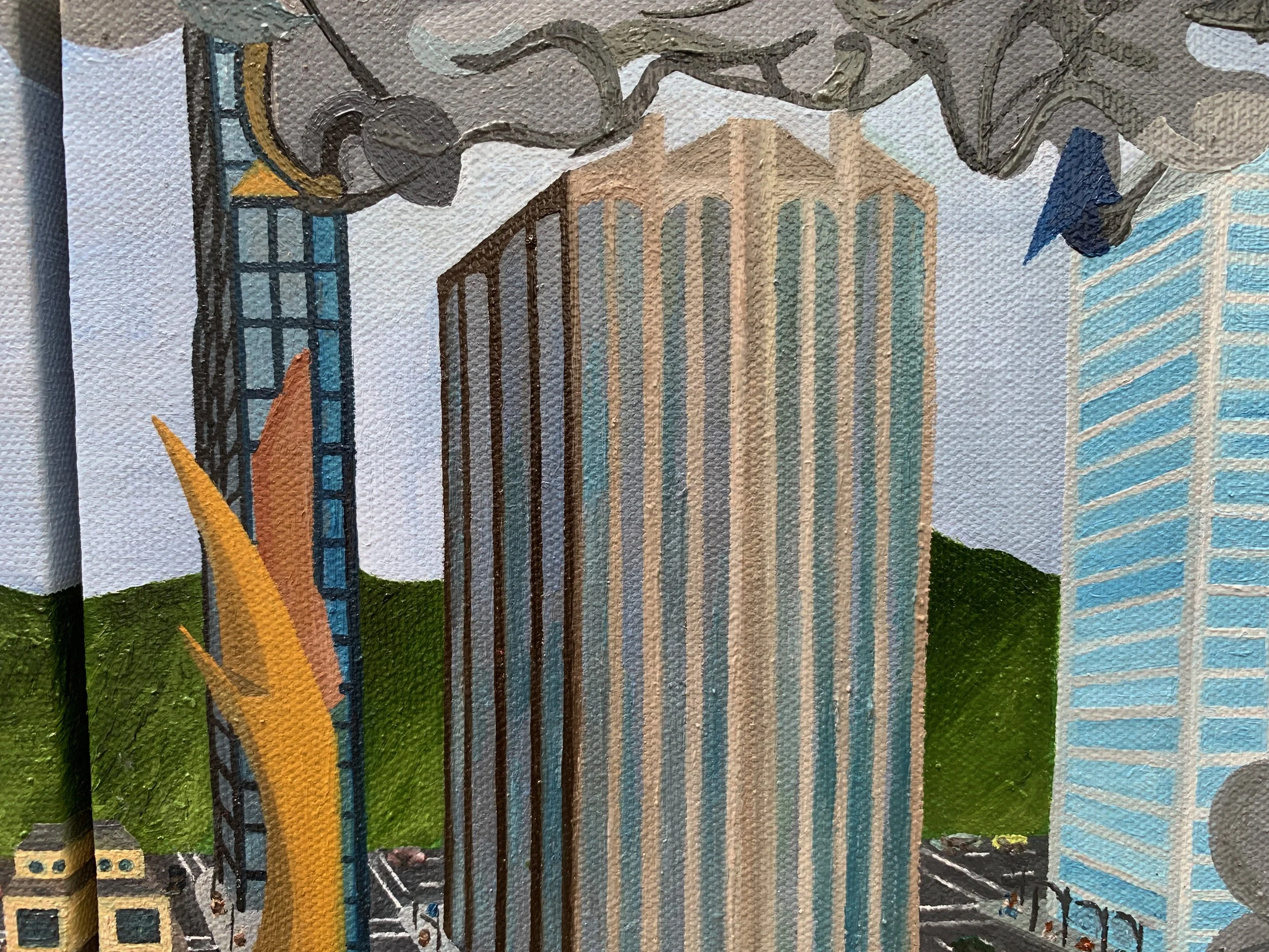 More Buildings in the Green (DETAIL)
8"x20"  20.3 cm x 25.4
Oils on Canvas
2023