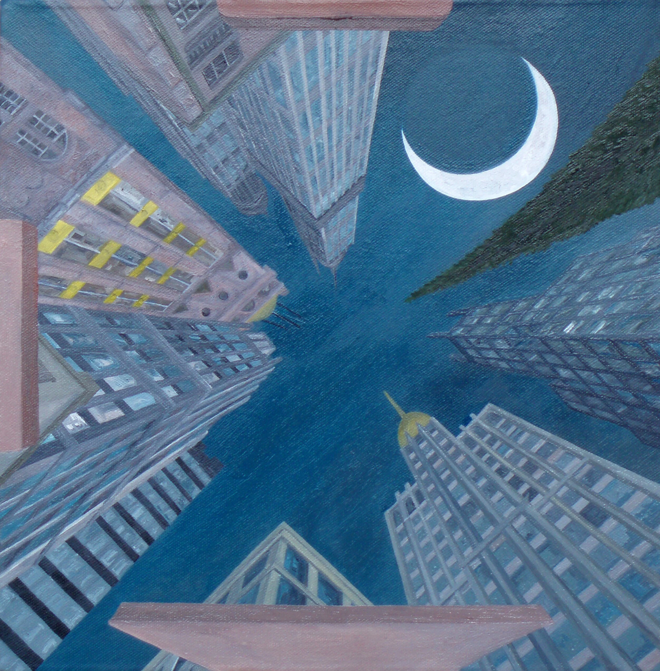 Cubed Night Sky 
12"x12"x3"  30 cm x 30 cm x 8 cm 
Oils on Canvas