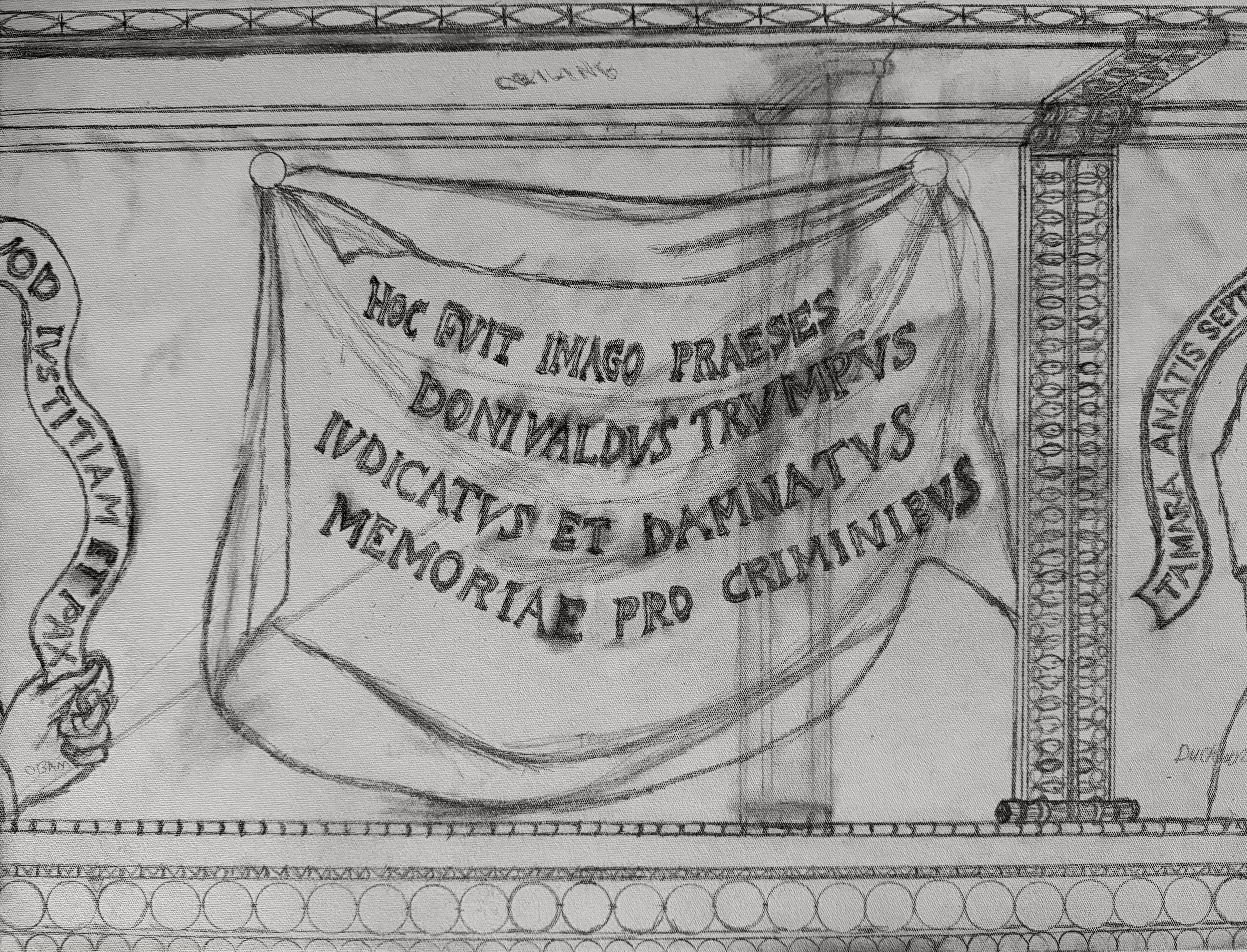 Sketch - Working Title  Presidential Portrait Doge-Style Sketch 18"x24"  45 cm x 61 cm
