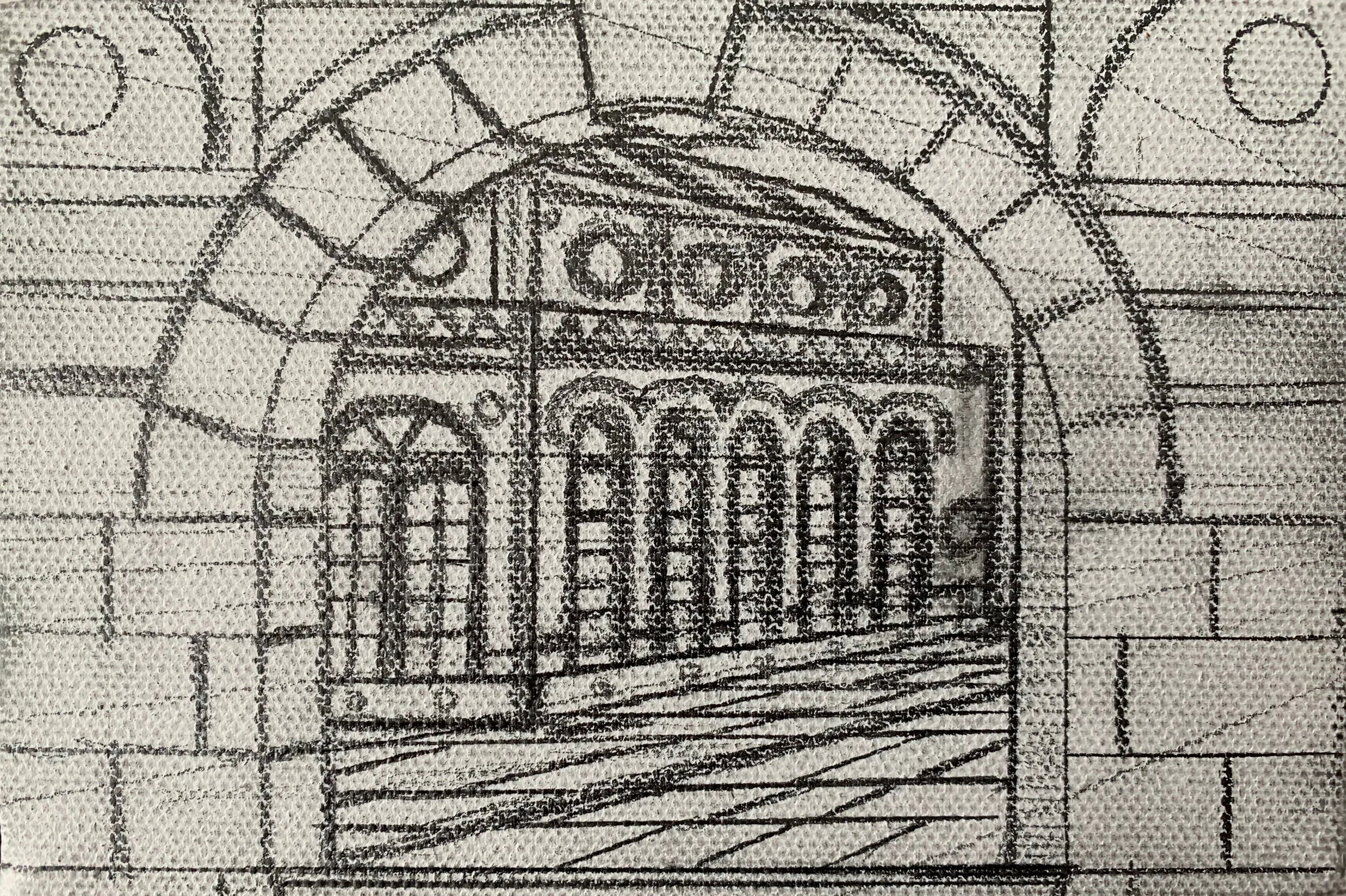 Sketch - Working Title: Along the Wall (left)
3"x5" 7.6 cm x 12.7 cm