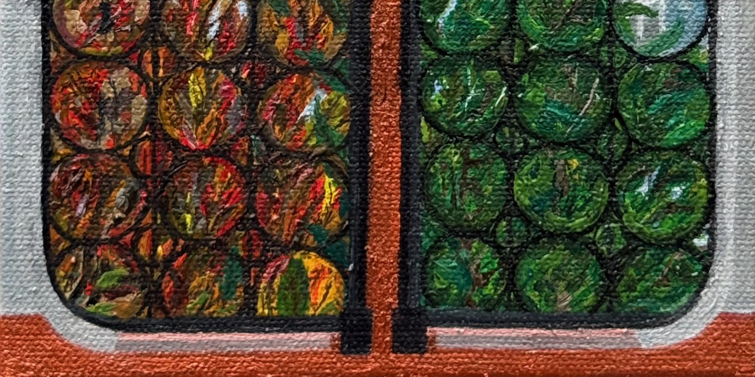 Gothic Fall
12"x6"  30.4  cm x  15.2 cm
Oils on Canvas
detail