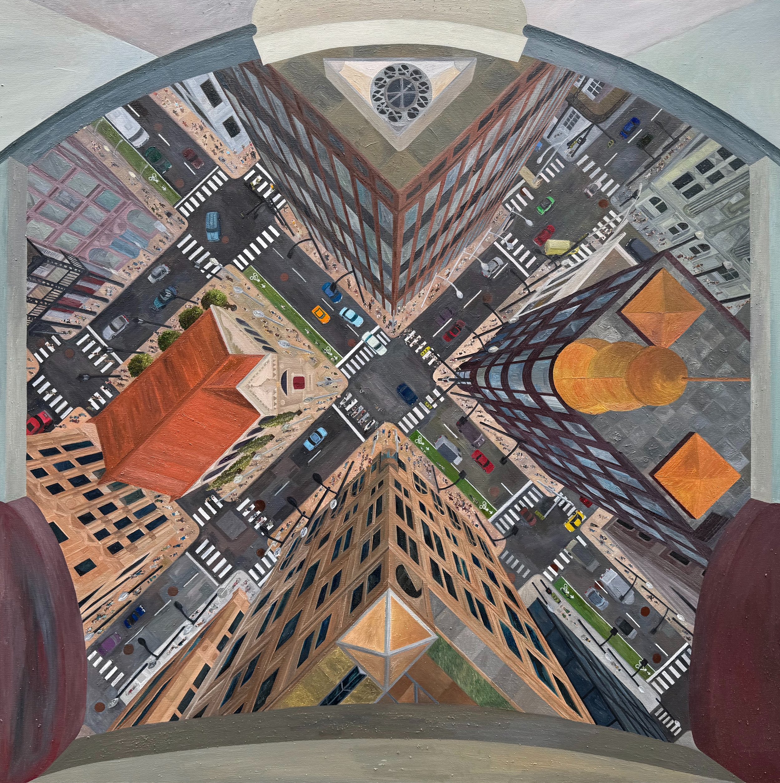 Meet at the Corner
36"x36" 91 cm x 91 cm
Oils on Canvas
2024
