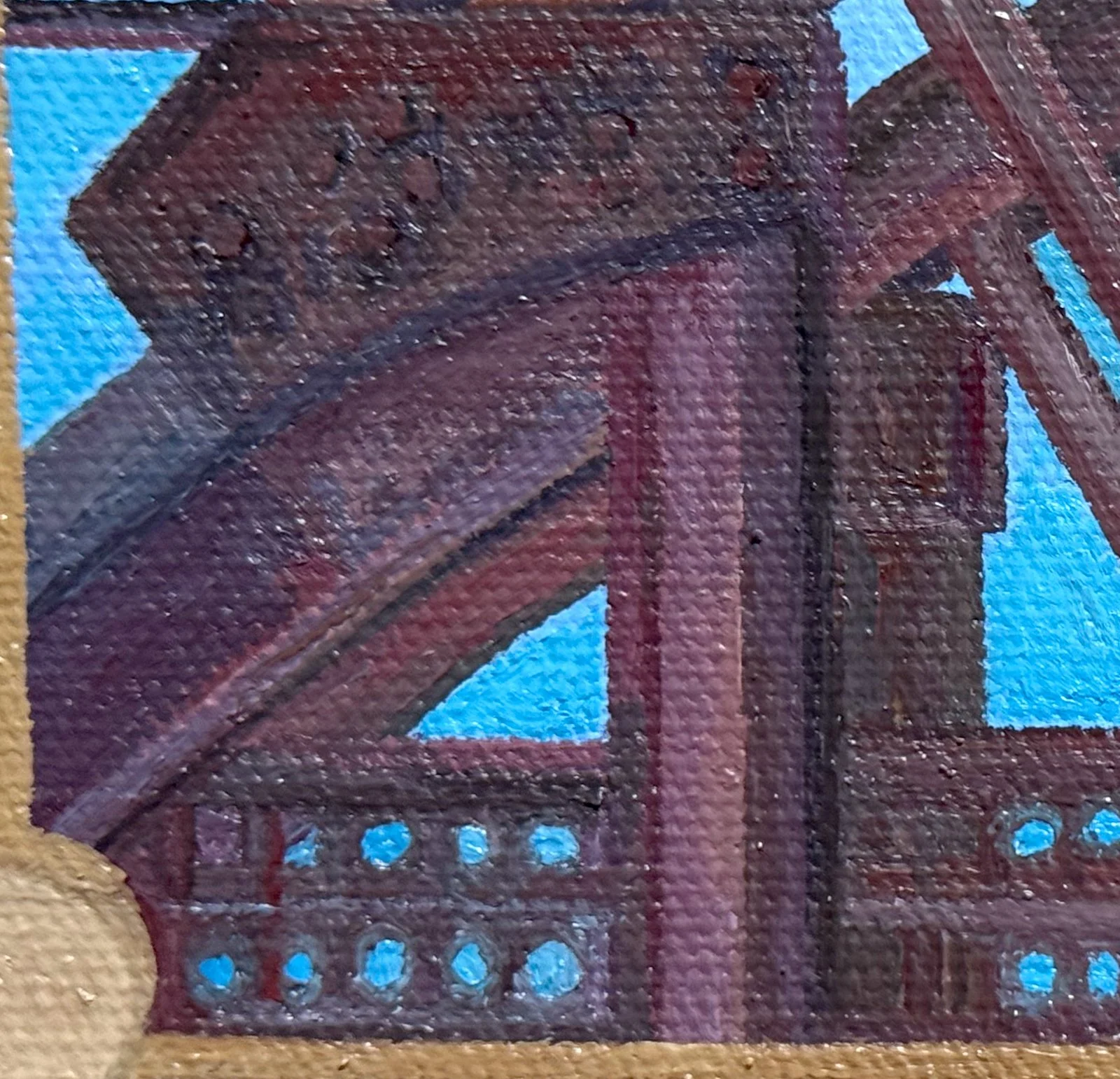 Rivets and Railings (Detail)
4"x6"   10 cm x 15 cm
Oils on Canvas
2026