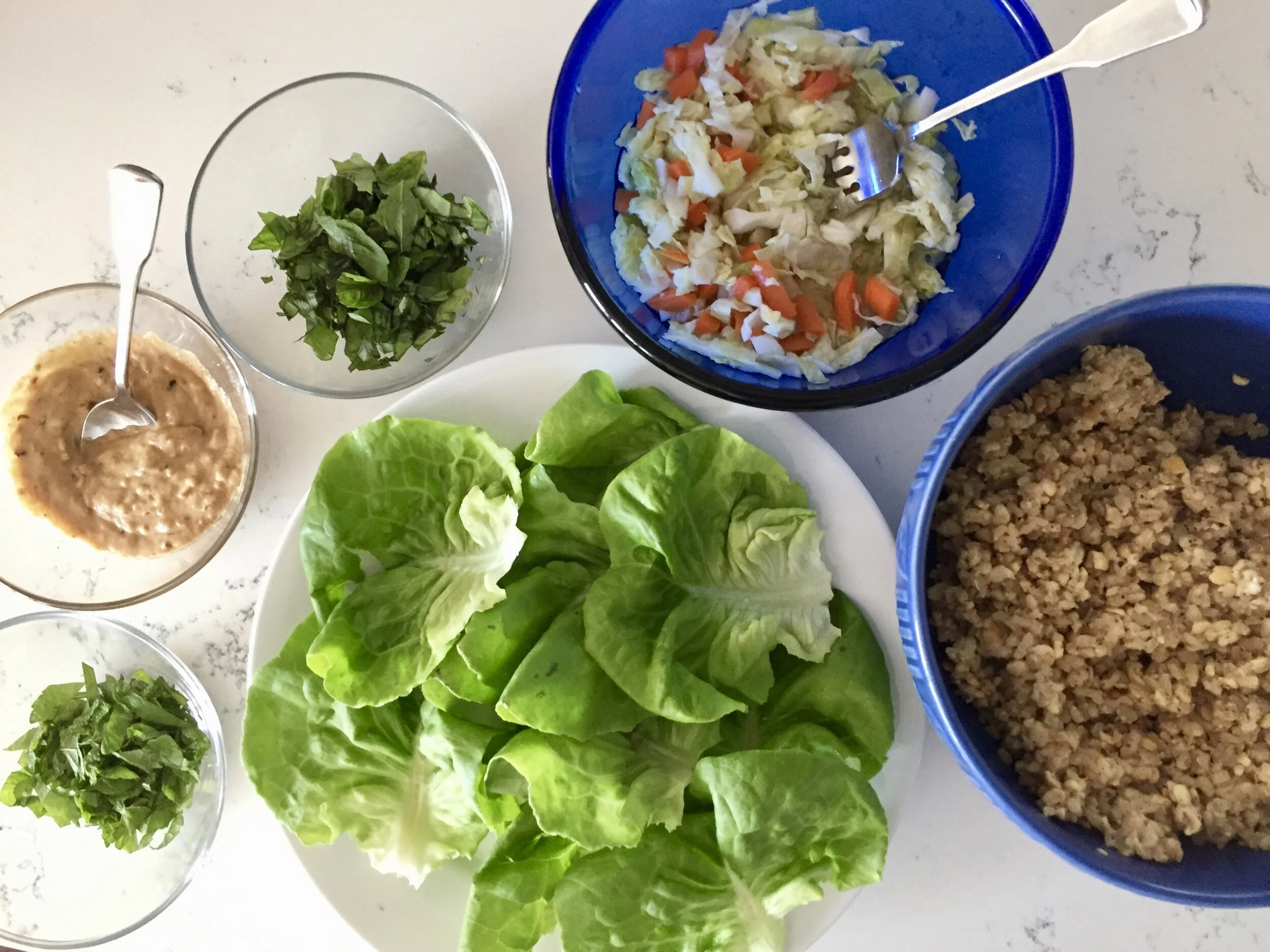 Lettuce wraps and peanut sauce