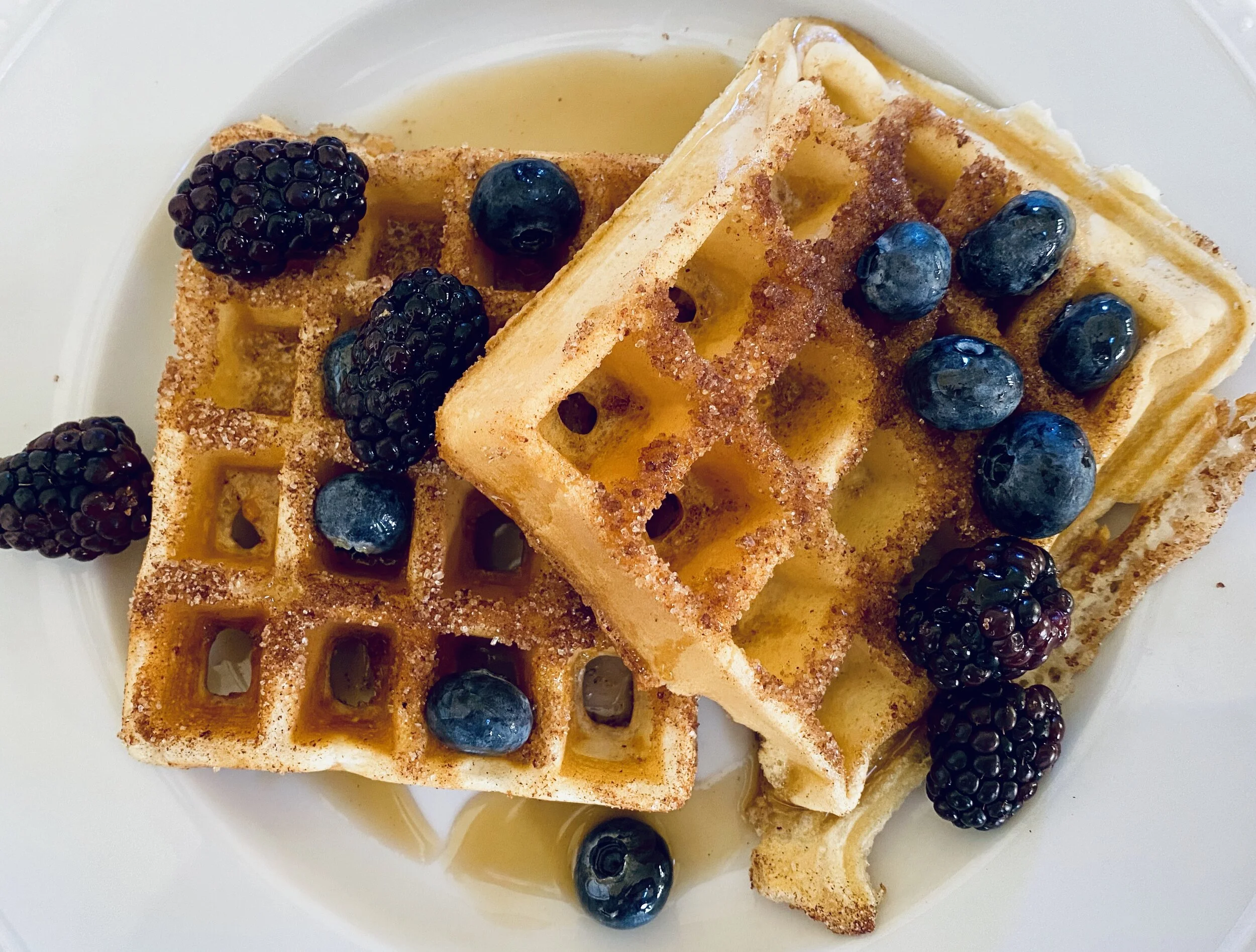 Cinnamon sugar sourdough waffles