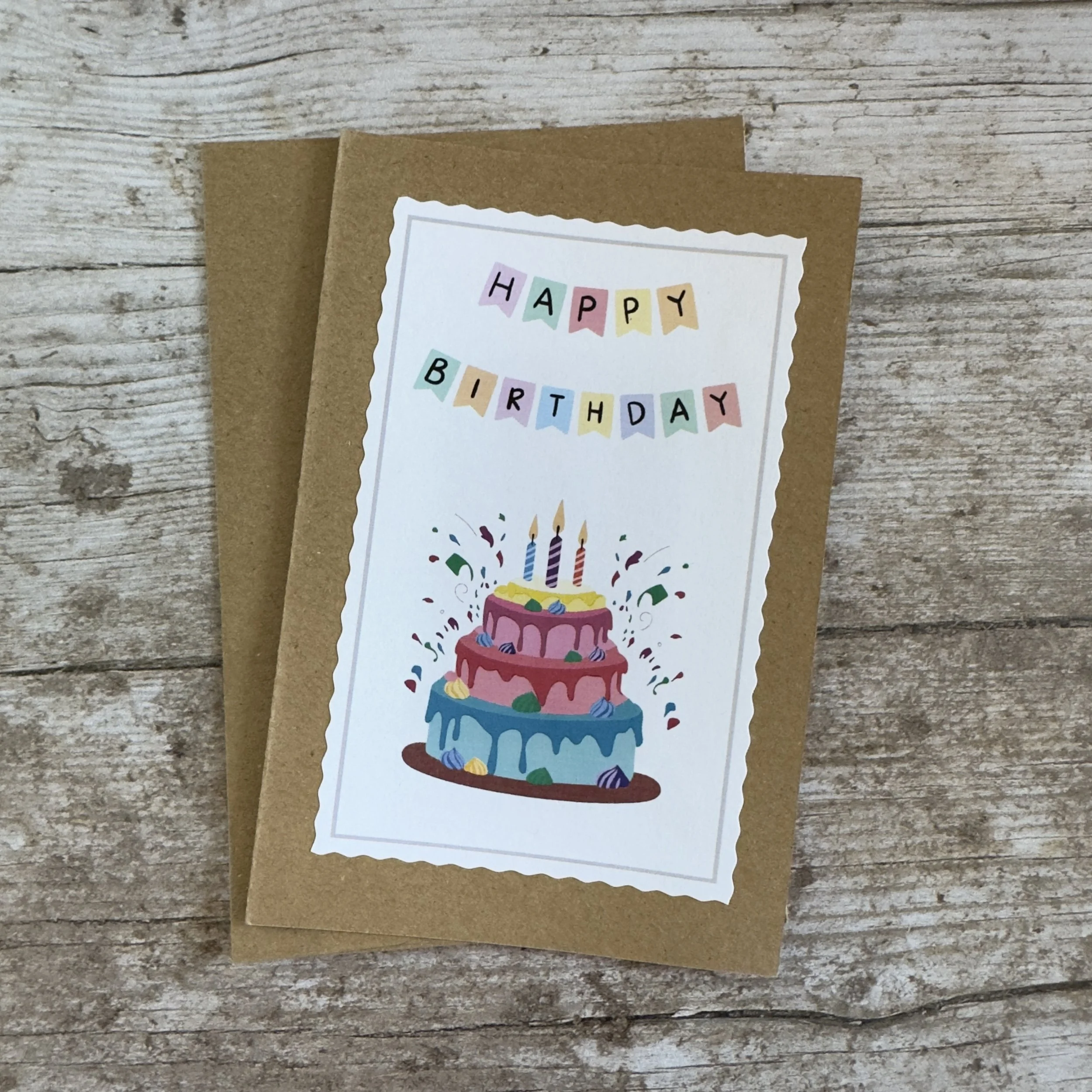 Carte de voeux artisanale, format A6 double, avec enveloppe assortie.