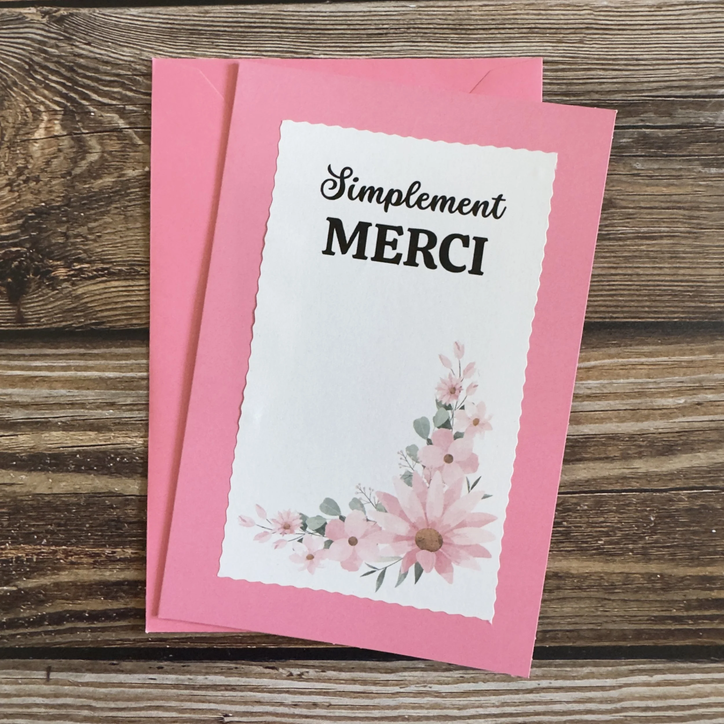 Carte de voeux artisanale, format A6 double, avec enveloppe assortie.