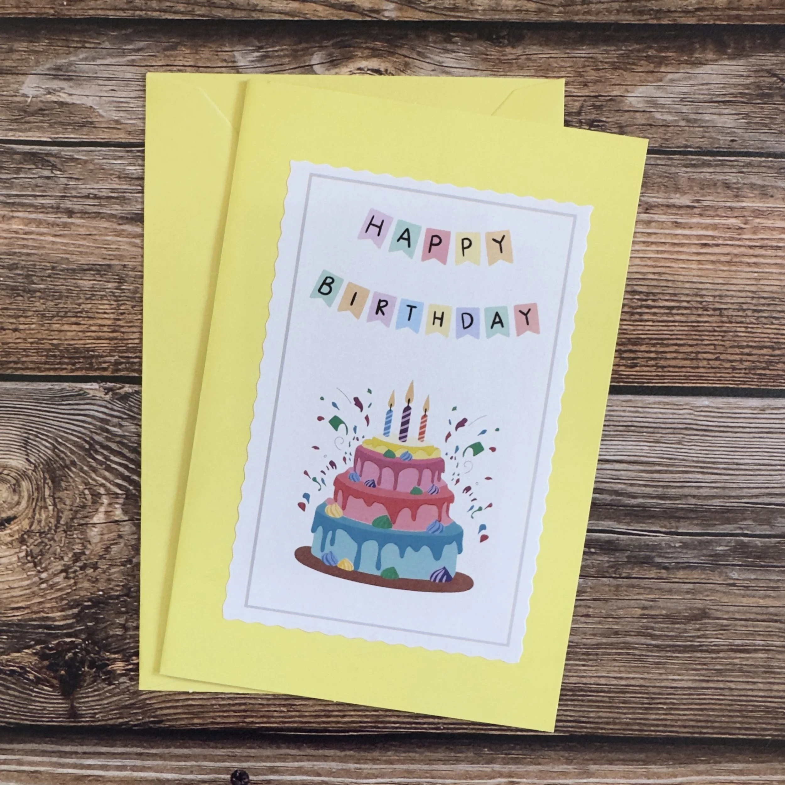 Carte de voeux artisanale, format A6 double, avec enveloppe assortie.