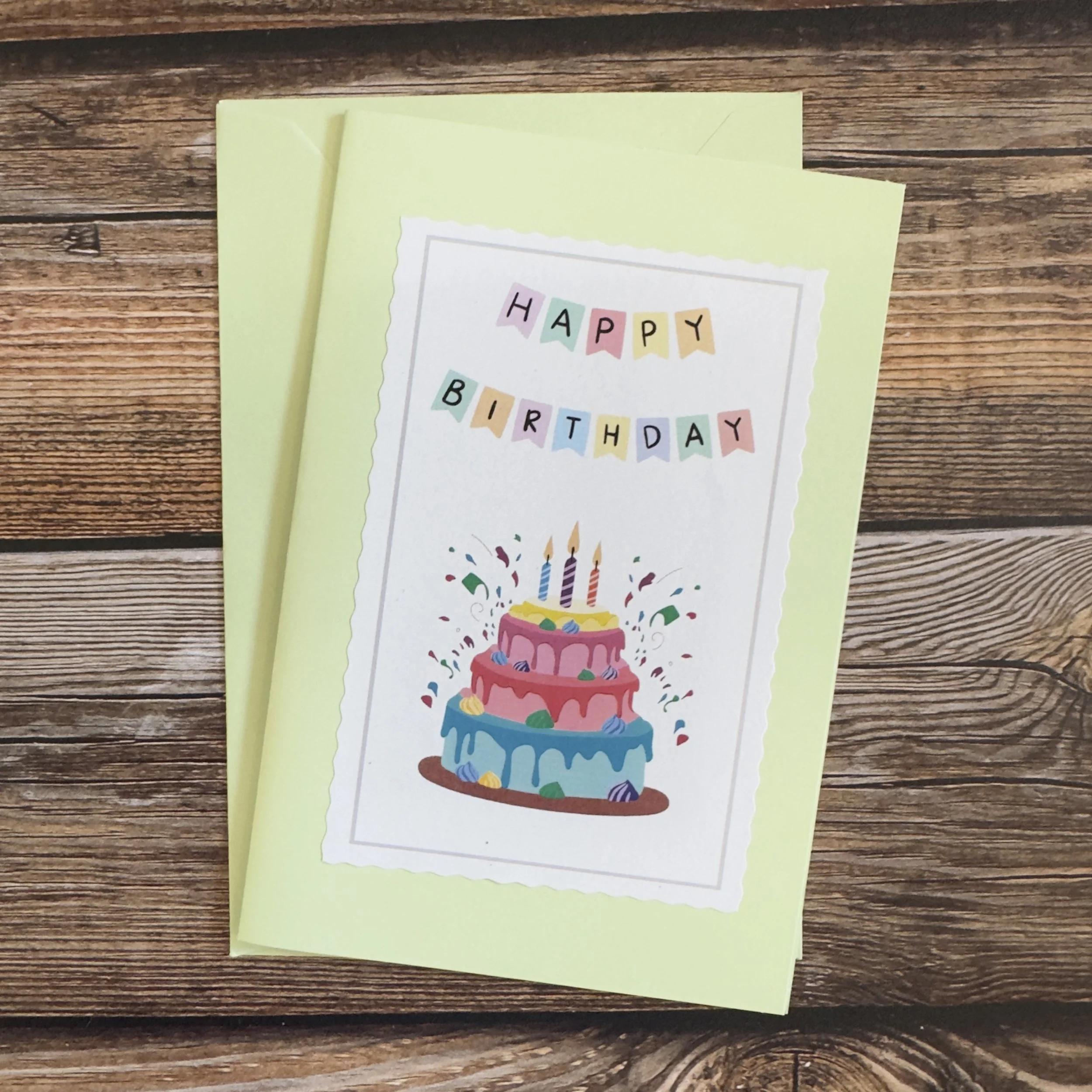 Carte de voeux artisanale, format A6 double, avec enveloppe assortie.