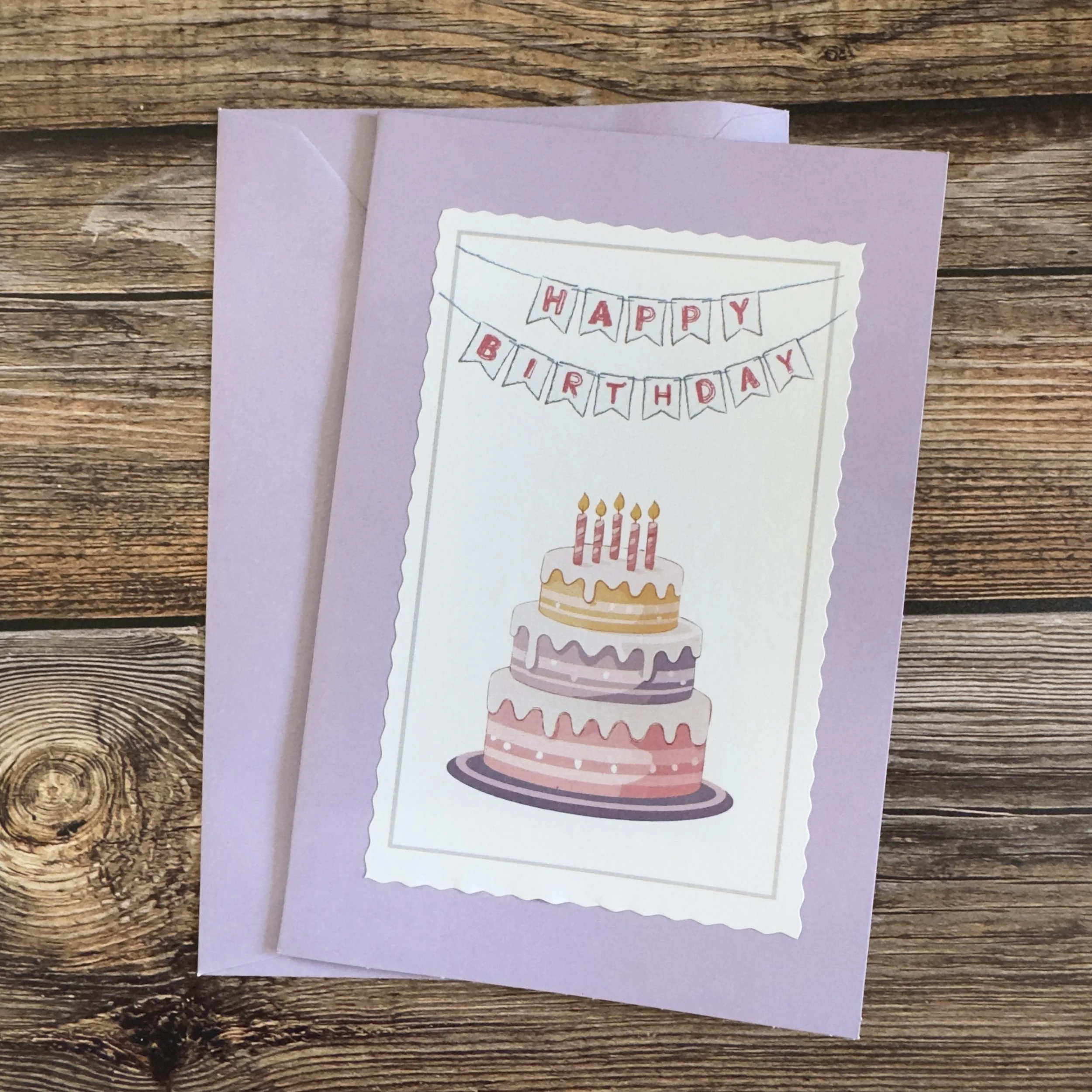 Carte de voeux artisanale, format A6 double, avec enveloppe assortie.