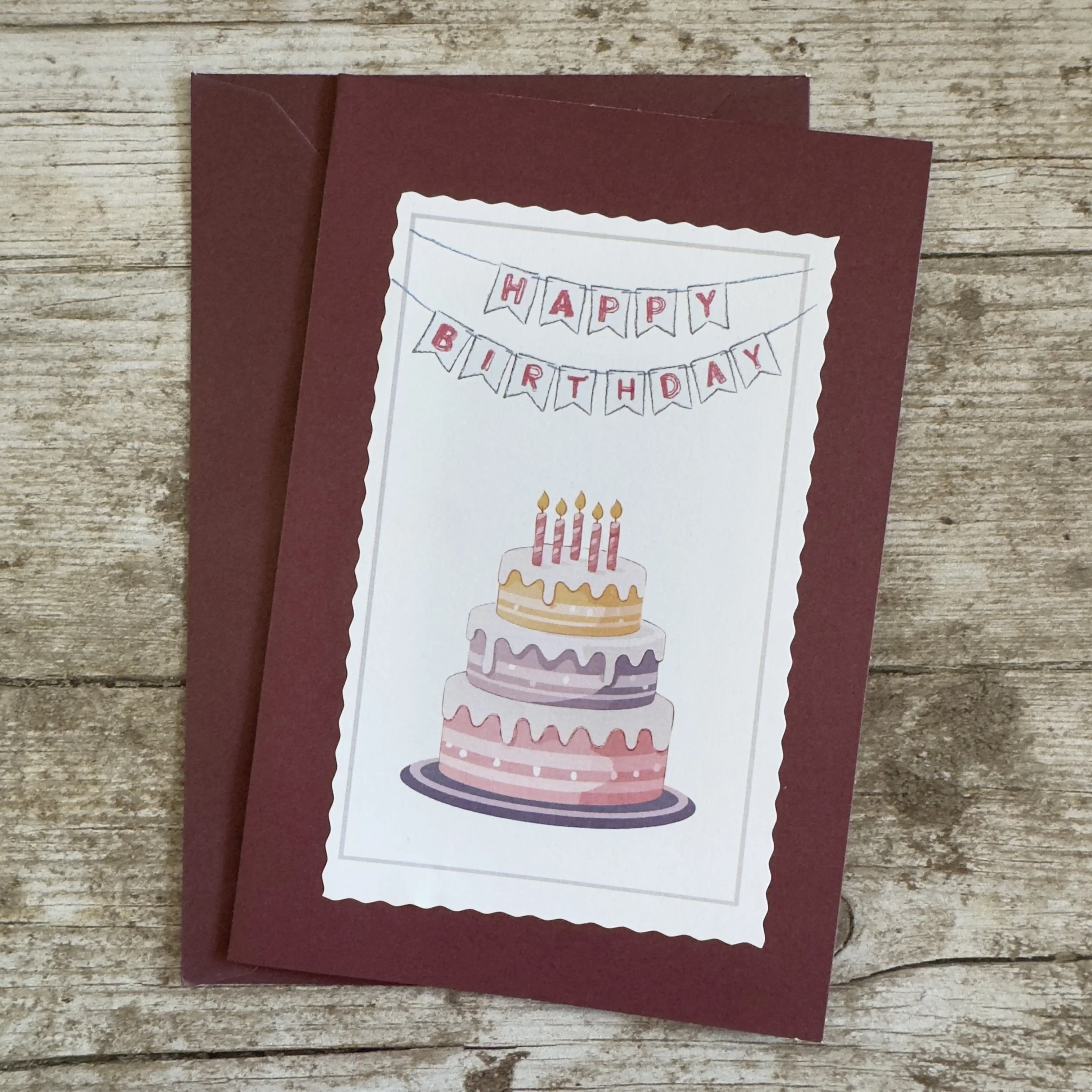Carte de voeux artisanale, format A6 double, avec enveloppe assortie.