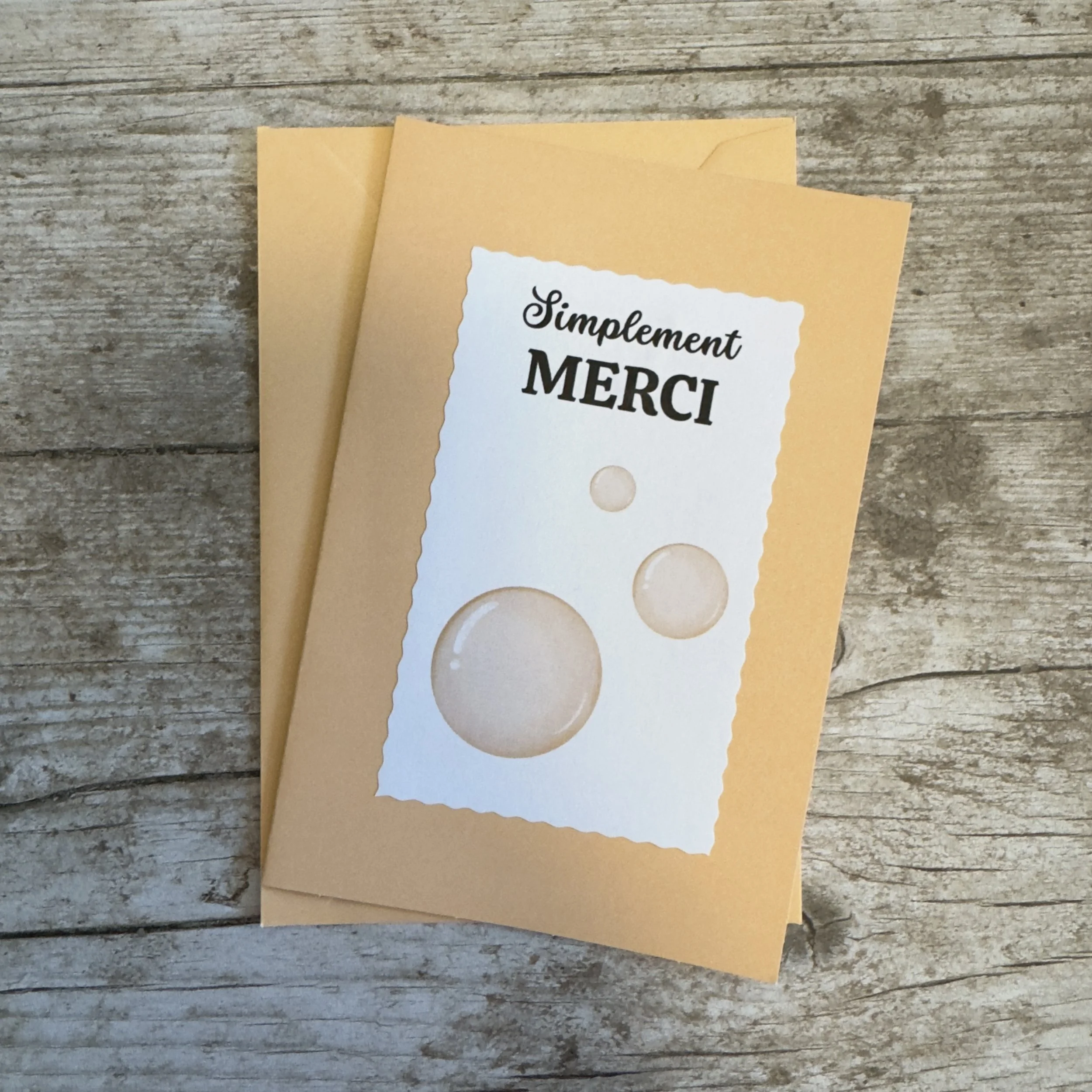 Carte de voeux artisanale, format A6 double, avec enveloppe assortie.