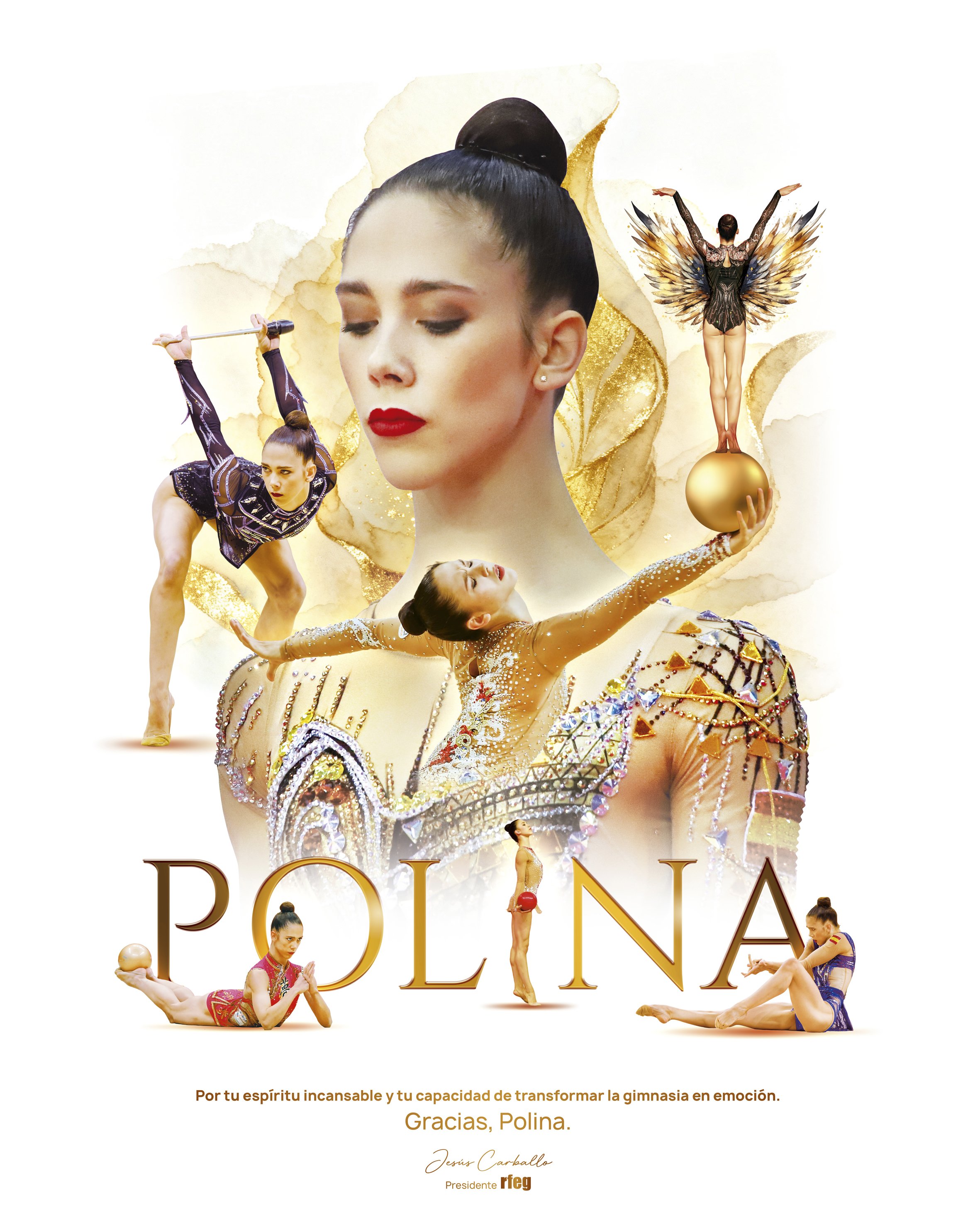 diseño para la Real Federación Española de Gimnasia (RFEG) en homenaje a Polina Berezina, un auténtico referente de la rítmica por su espíritu incansable y por su manera única de transformar cada ejercicio en emoción