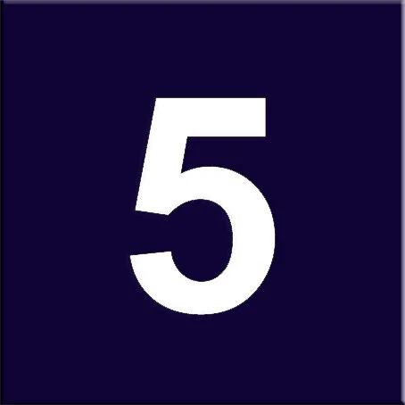 Number 5 Tactile Sign