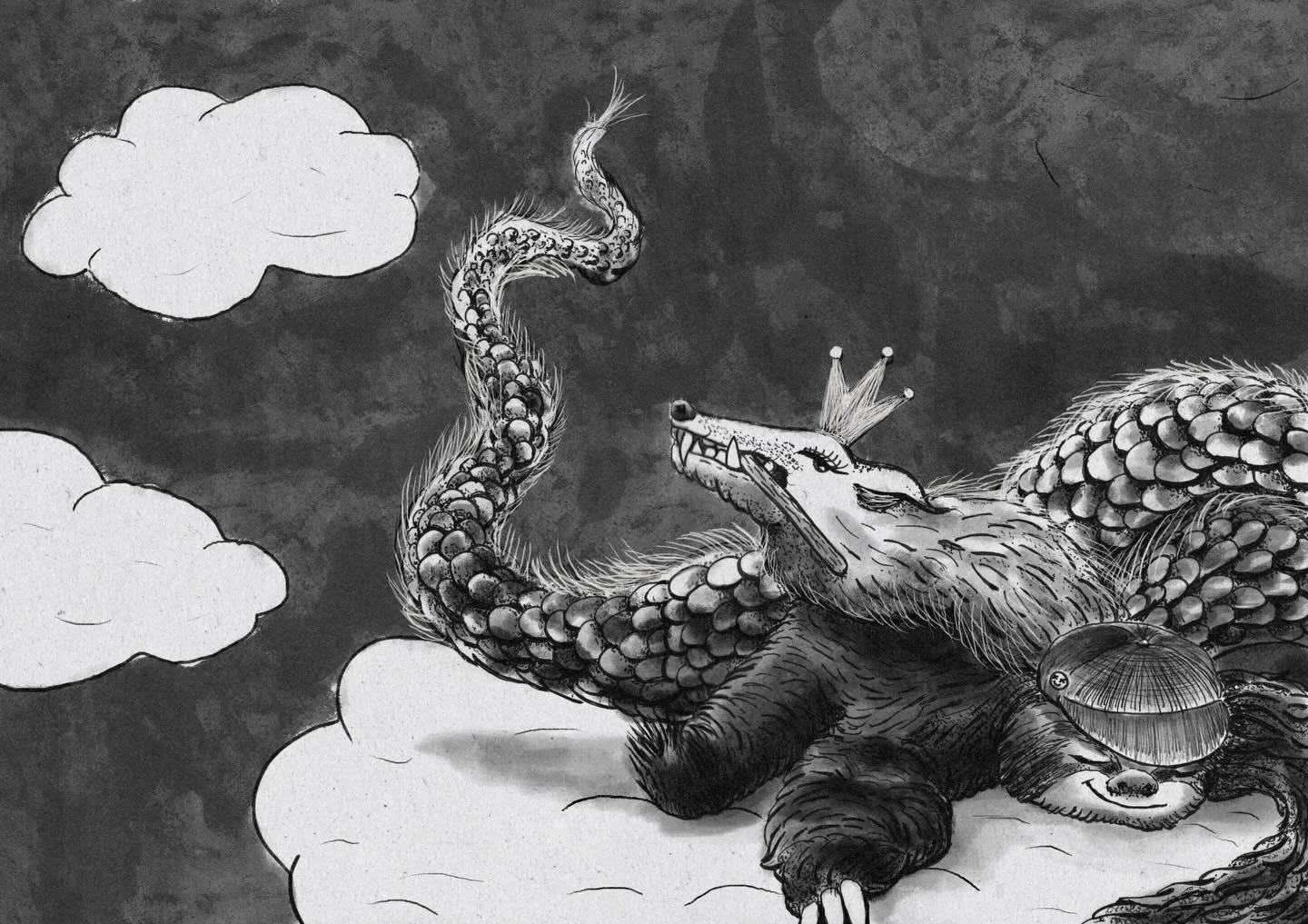 ☁️🦥🌚🐉☁️ 

#inkdrawing #inkillustration #charakterdesign #comicart #faulgieralundfufun