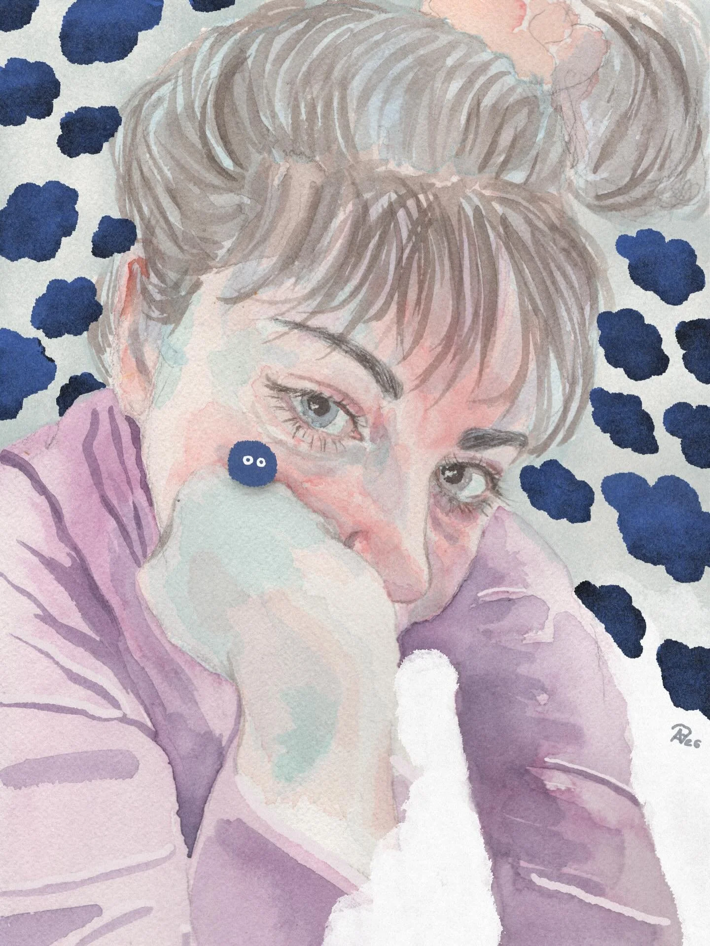 ☁️😬☁️

#aquarelle #portraitpainting #illustrationart #painting #contemporaryart