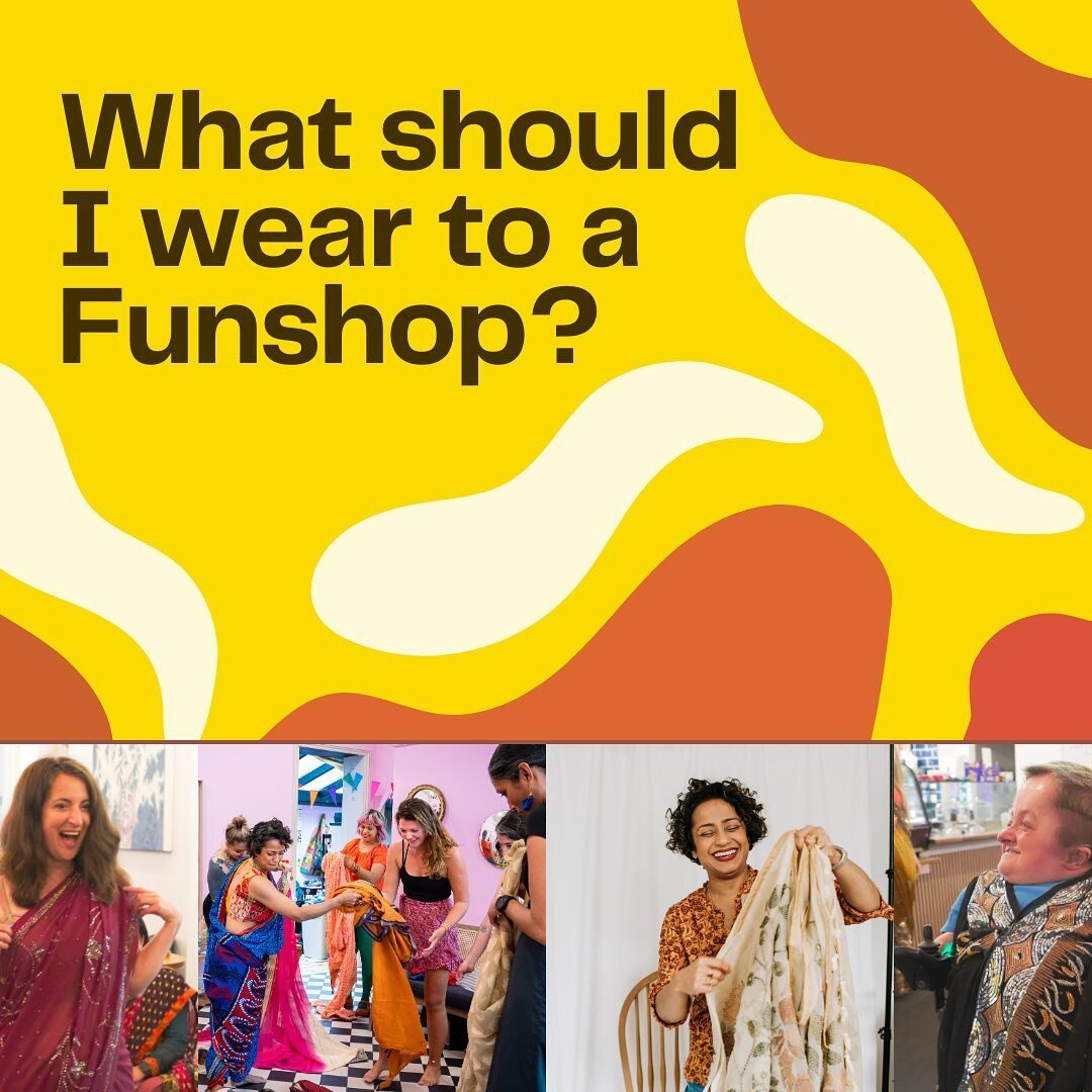 What should I wear to the Funshops?

We recommend you wear whatever top you feel comfortable in, for example crop tops, bandeau tops, blouses and t-shirts all look great with a saree! 

On your bottom half, we suggest a skirt, or leggings/trousers (i