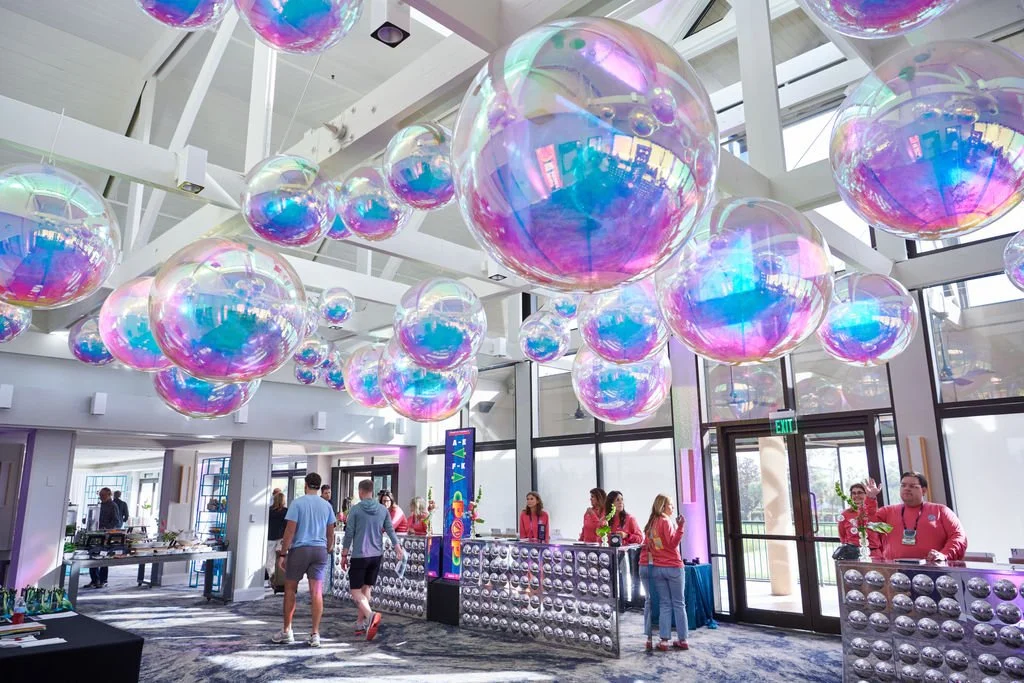 Bubbles Floating in welcome area space