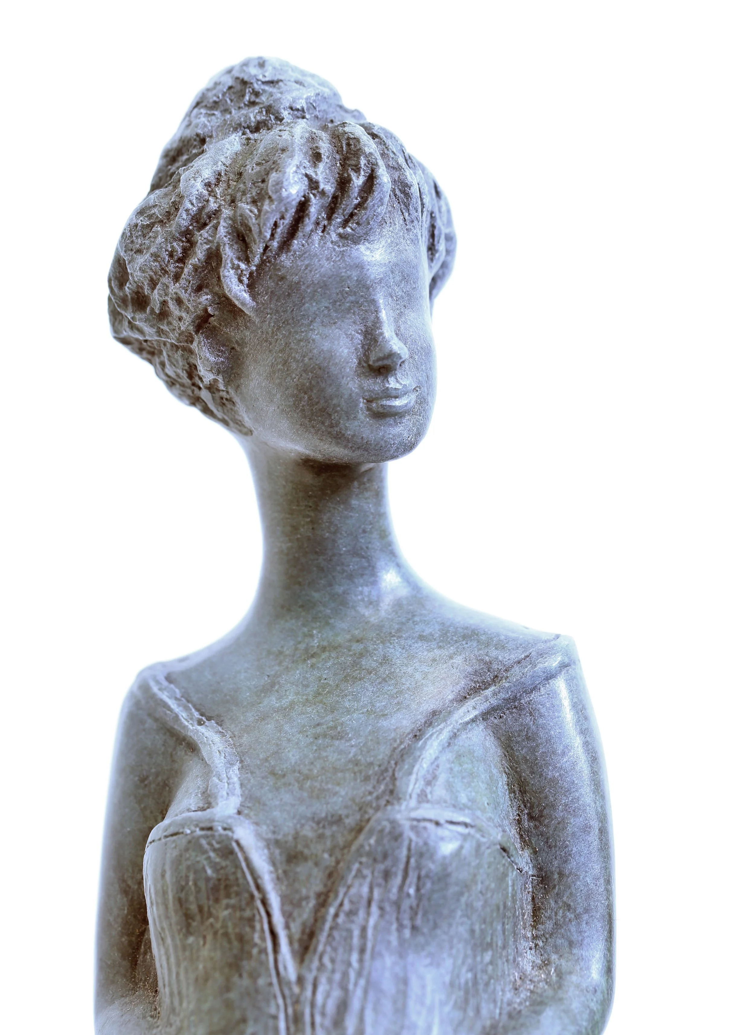 Sophia, sculpture en bronze, détail visage et buste