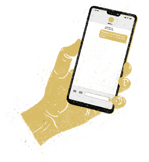 Chris Koelle illustration of hand holding smartphone