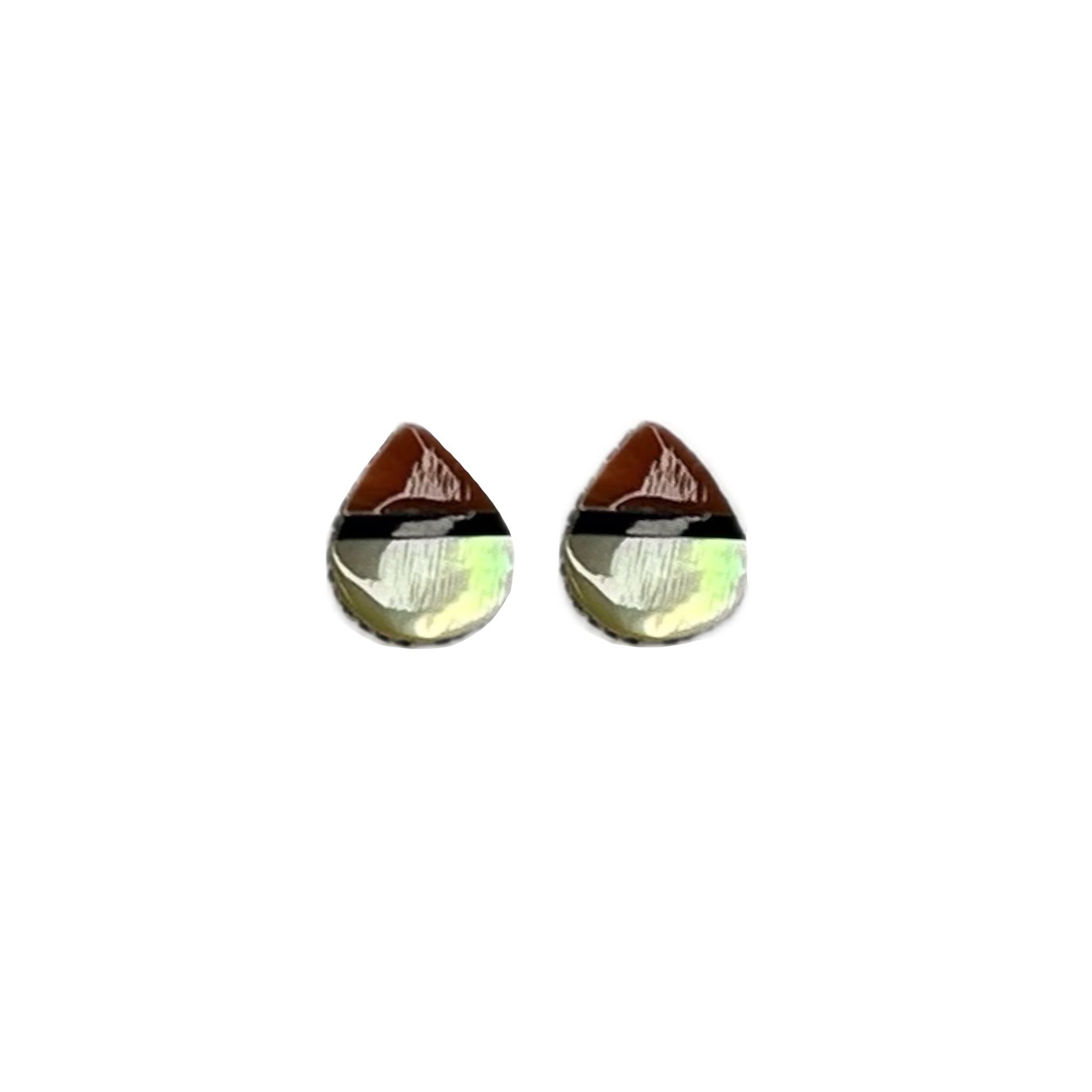 Opal Inlay Earrings/Sterling Silver