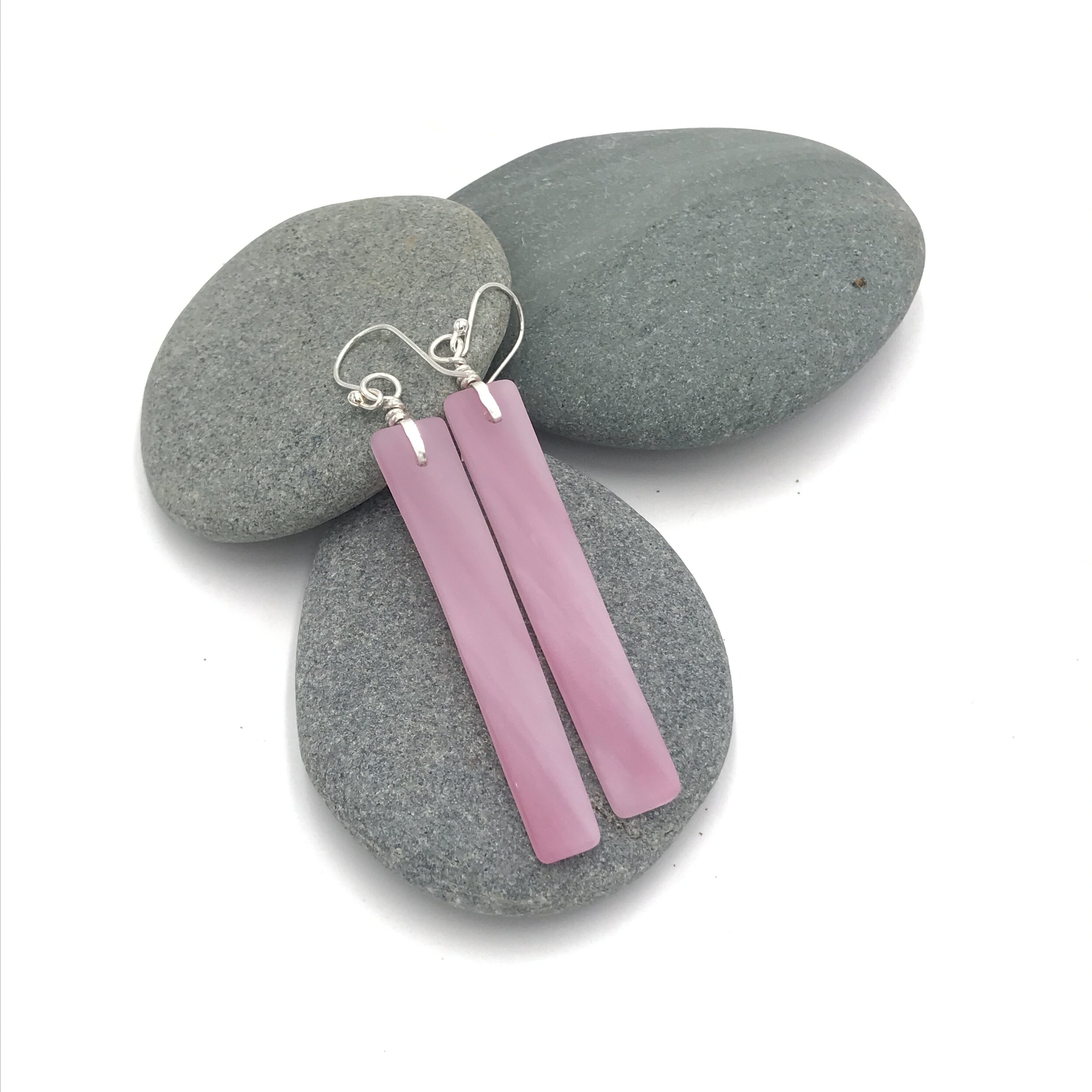 Matte Flamingo Pink Glass and Silver