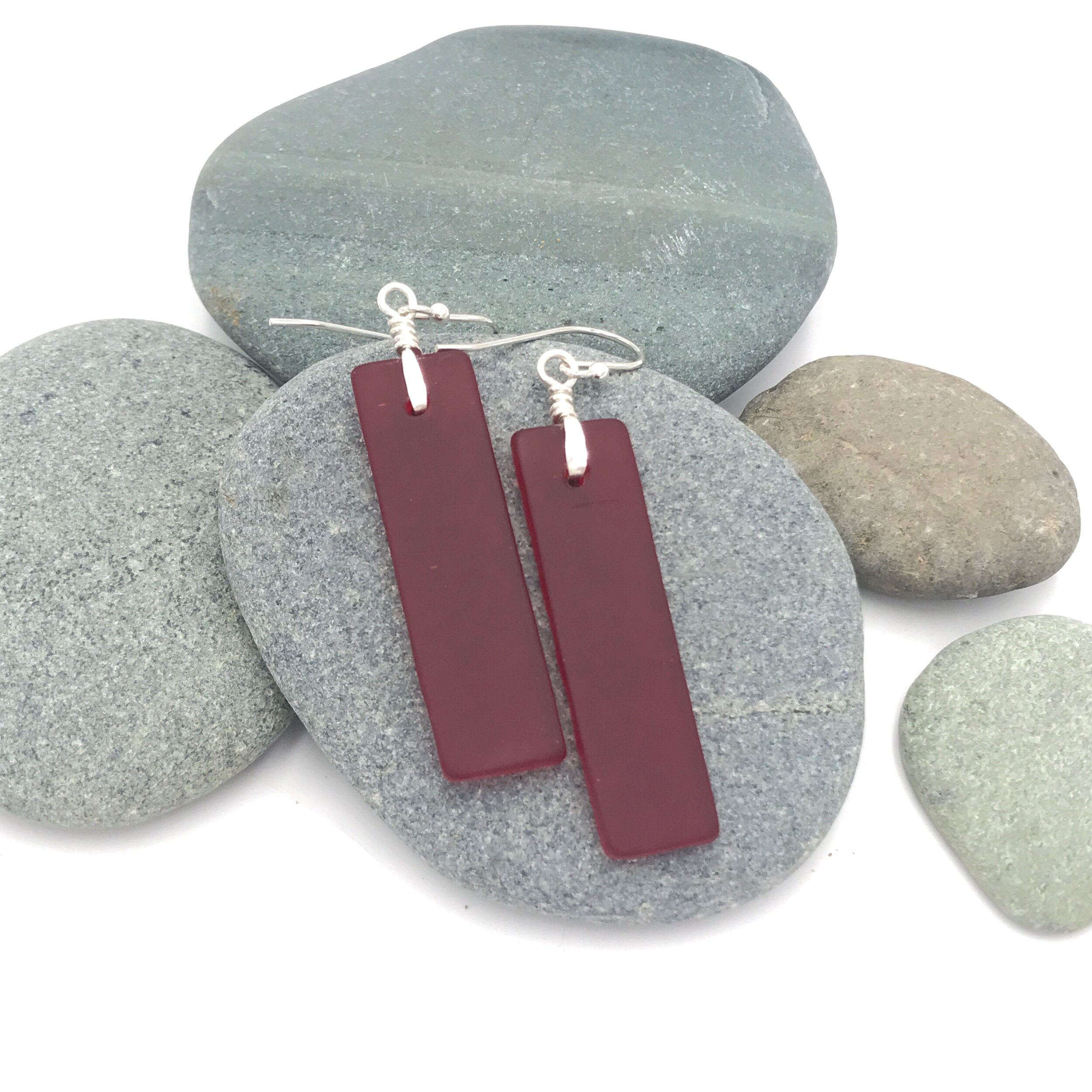 Matte Cranberry red Glass and Silver