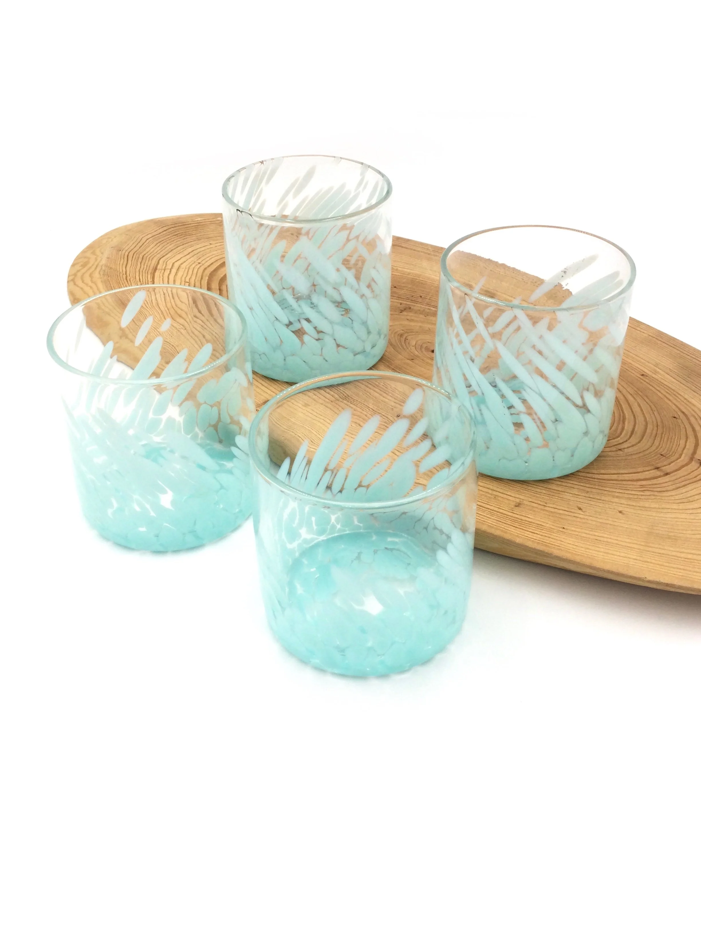 Light Blue Rocks Glass