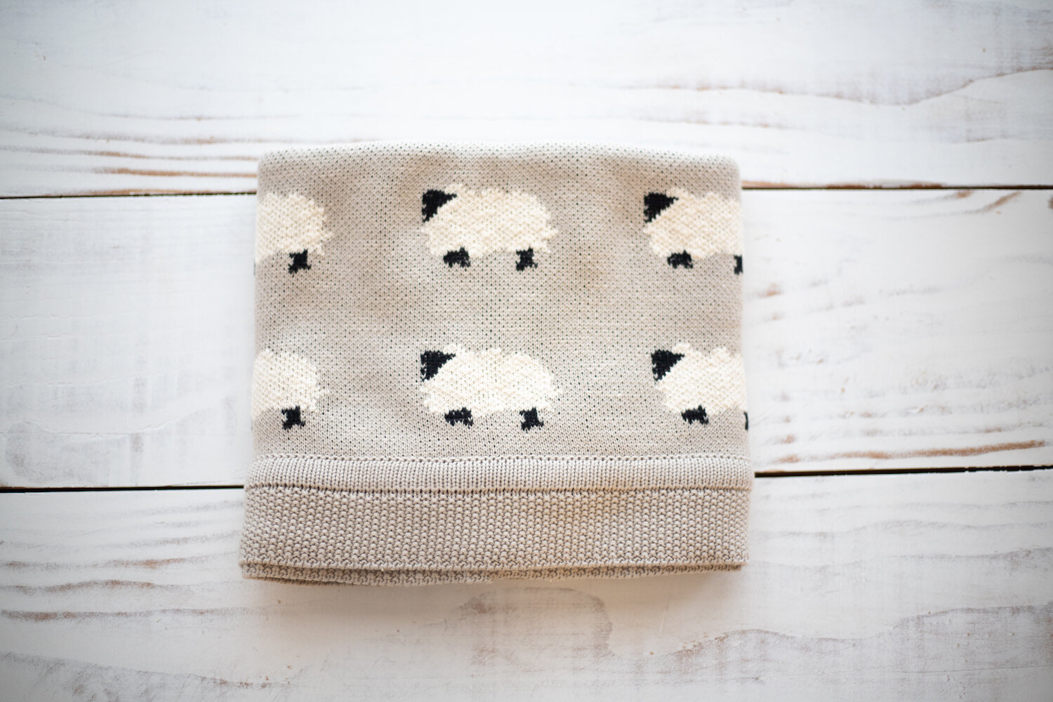 Greige Sheep Baby Blanket