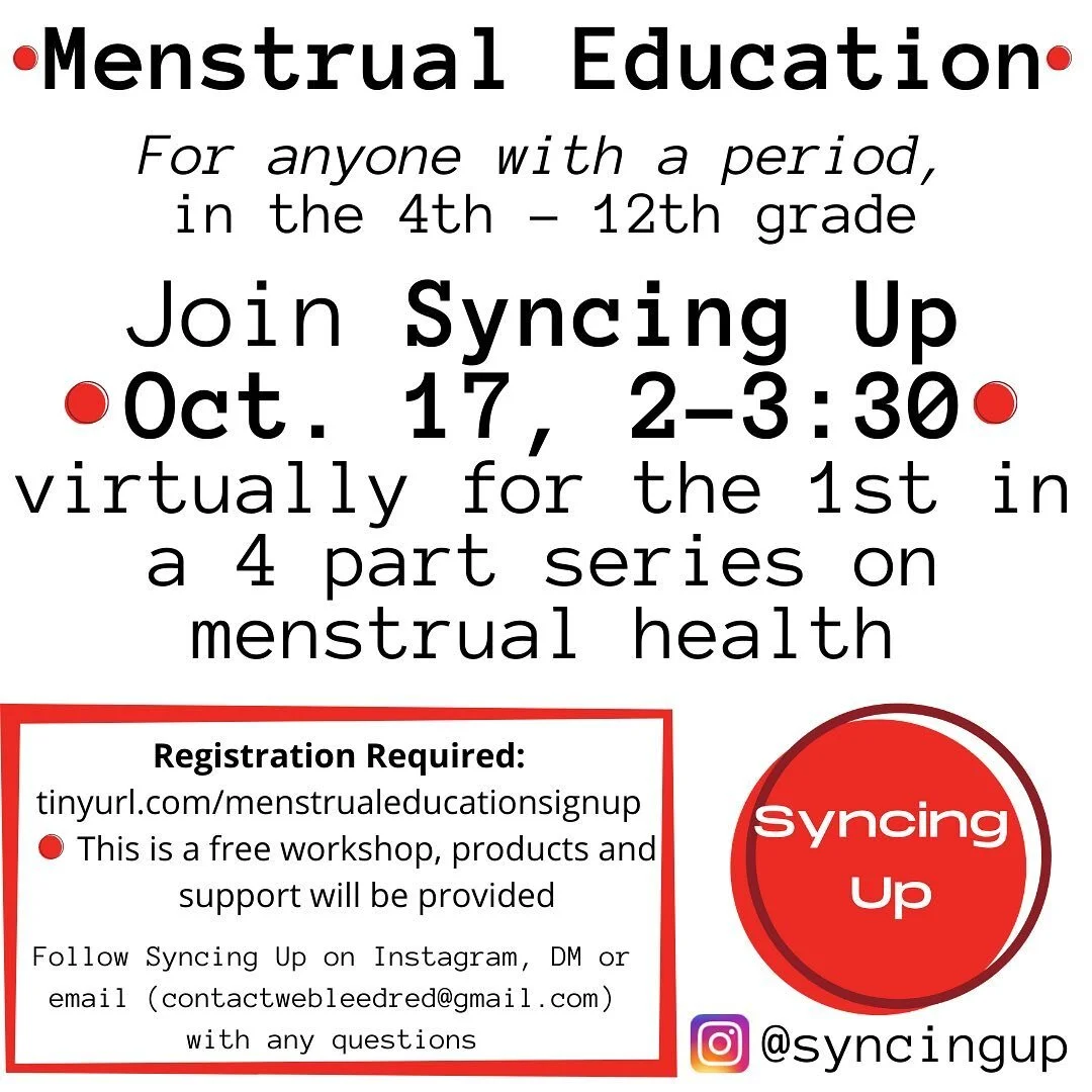 In just over a week we are hosting our first menstrual education workshop for 4th-12th graders! We are very excited and working hard to normalize the conversations so that our students with periods are prepared for and confident about their periods!