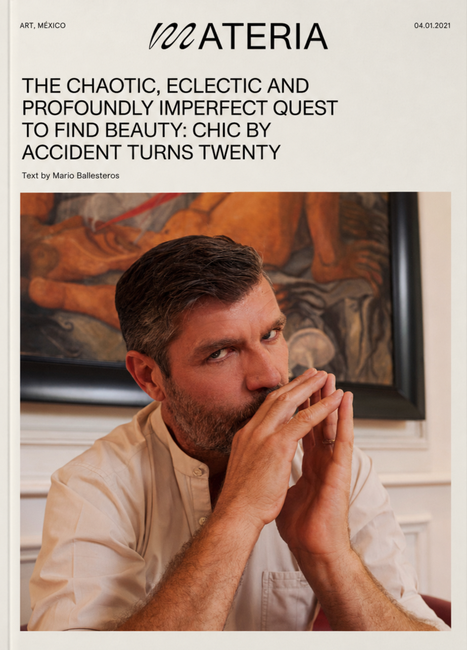 Materia article celebrating twenty years of Chic by Accident and Emmanuel Picault’s eclectic approach to design, published in 2021.