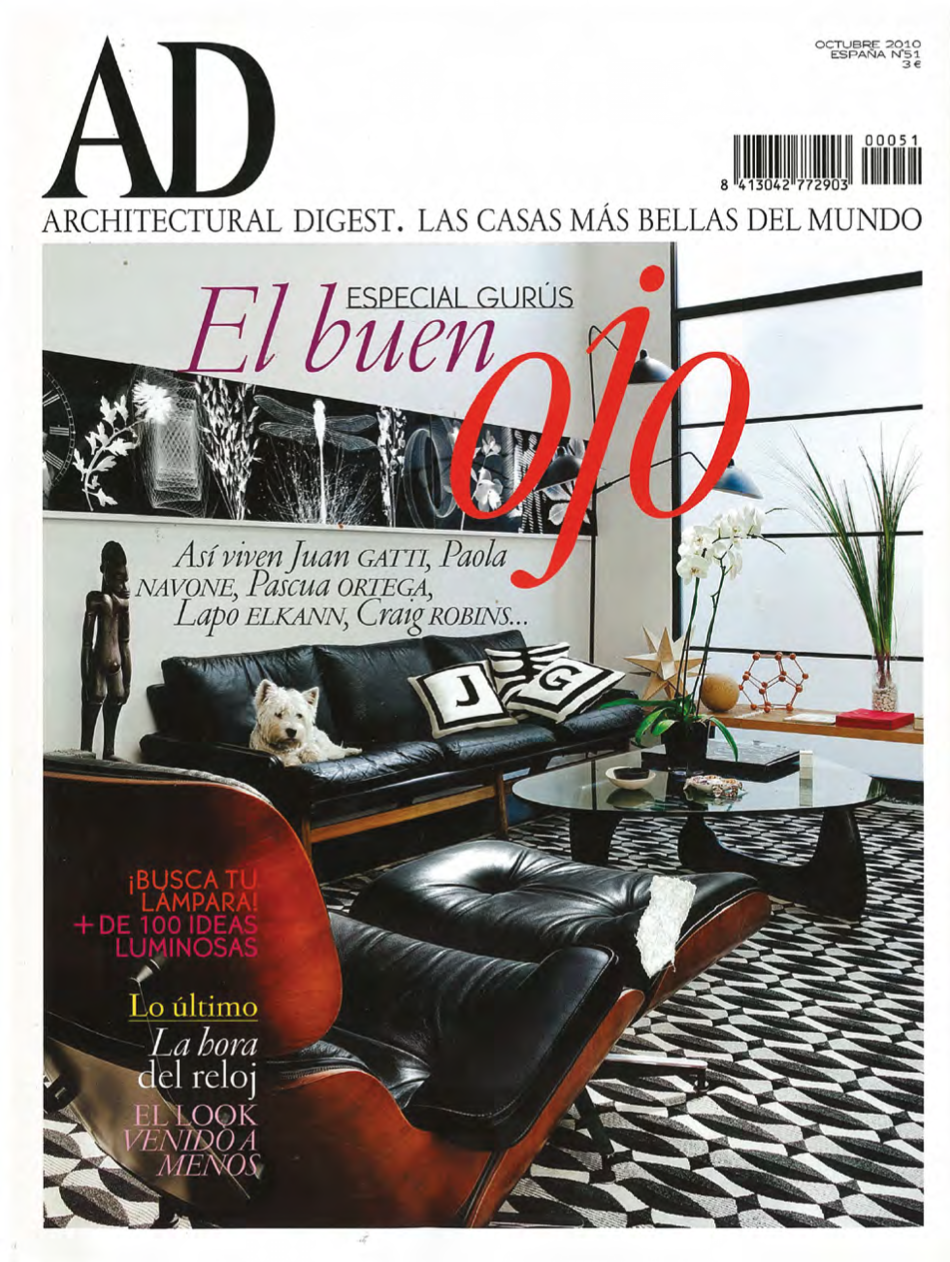 Architectural Digest Spain, October 2010 cover featuring “El buen ojo,” a special issue on leading international design figures and collectors.