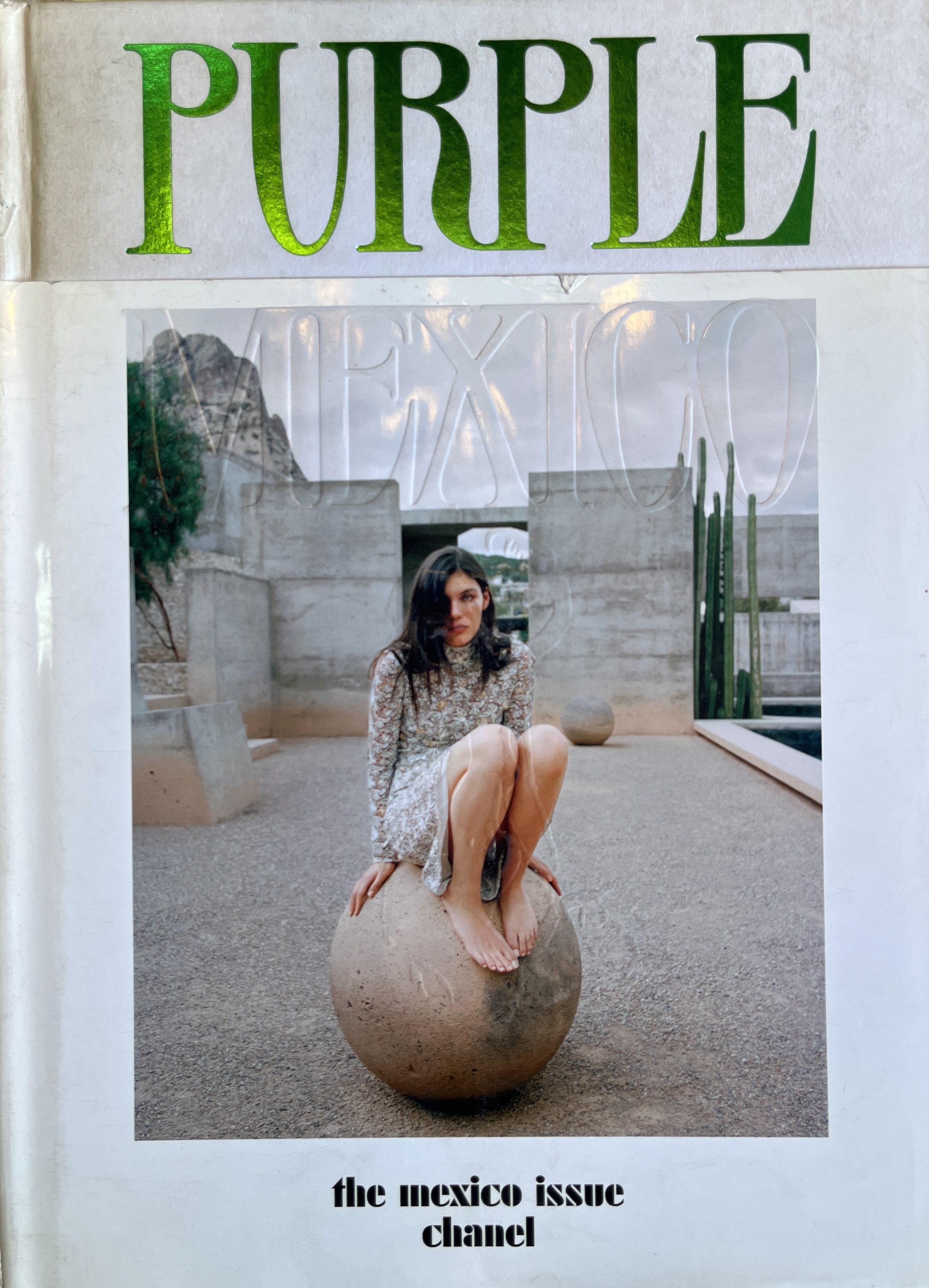 A Chanel editorial from Purple: The Mexico Issue, photographed by Dario Catellani at Casa Bernal, a residence in Mexico designed by Emmanuel Picault.