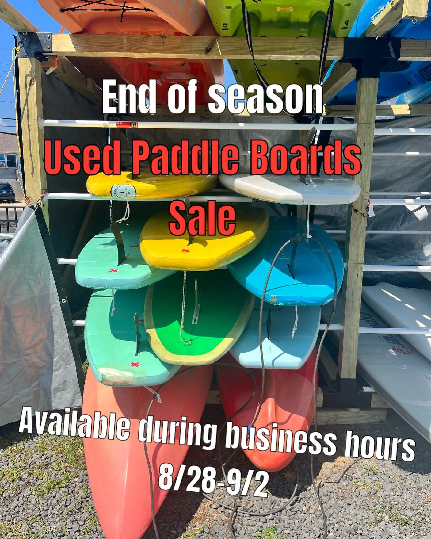End of season boards on sale now! First come, first served. Grab a board while supplies last! #paddleout