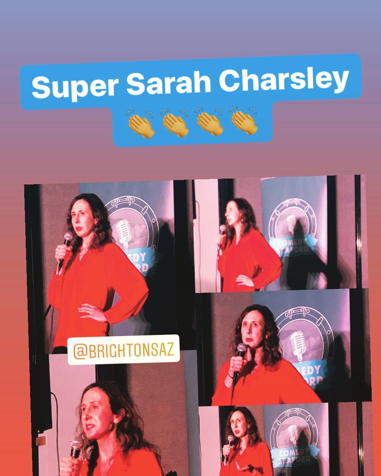 Sarah Charsley rocking in red - great set #comedyseaford 👏👏👏👏👏😍😍😍😍 😍 #standupcomedy #seafordeastsussex 💃