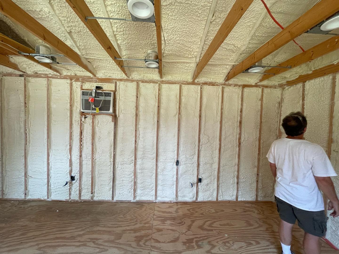 HandiFoam HVLP 2.0lb closed cell foam to help make this shed ready to be a finished space.. #sprayfoam #sprayfoaminsulation #insulation #afterpenc #handifoam #hvlp #buildingperformance #performancematters #sys @sprayfoamsystems @joshwinkler76