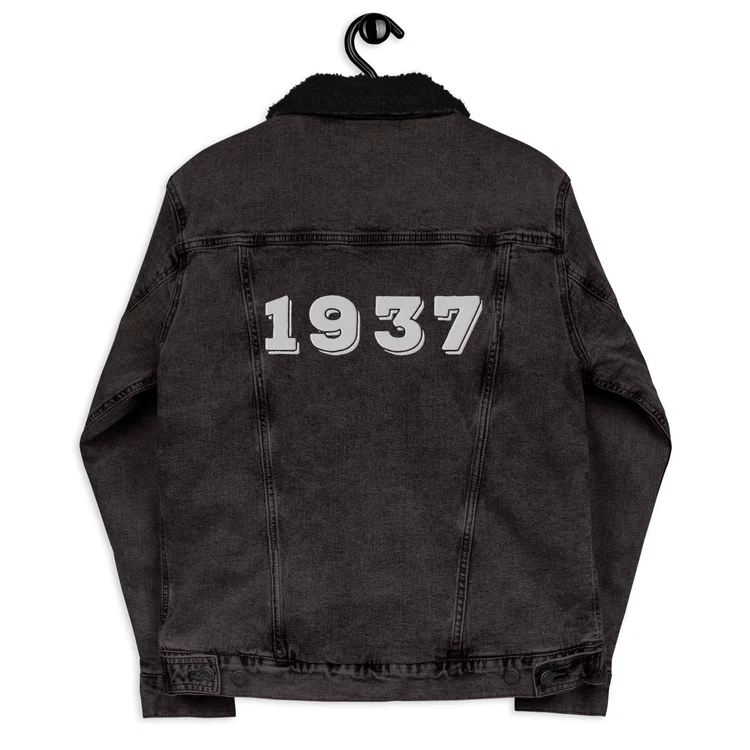1937 Embroidered Sherpa Lined Unisex Denim Jacket