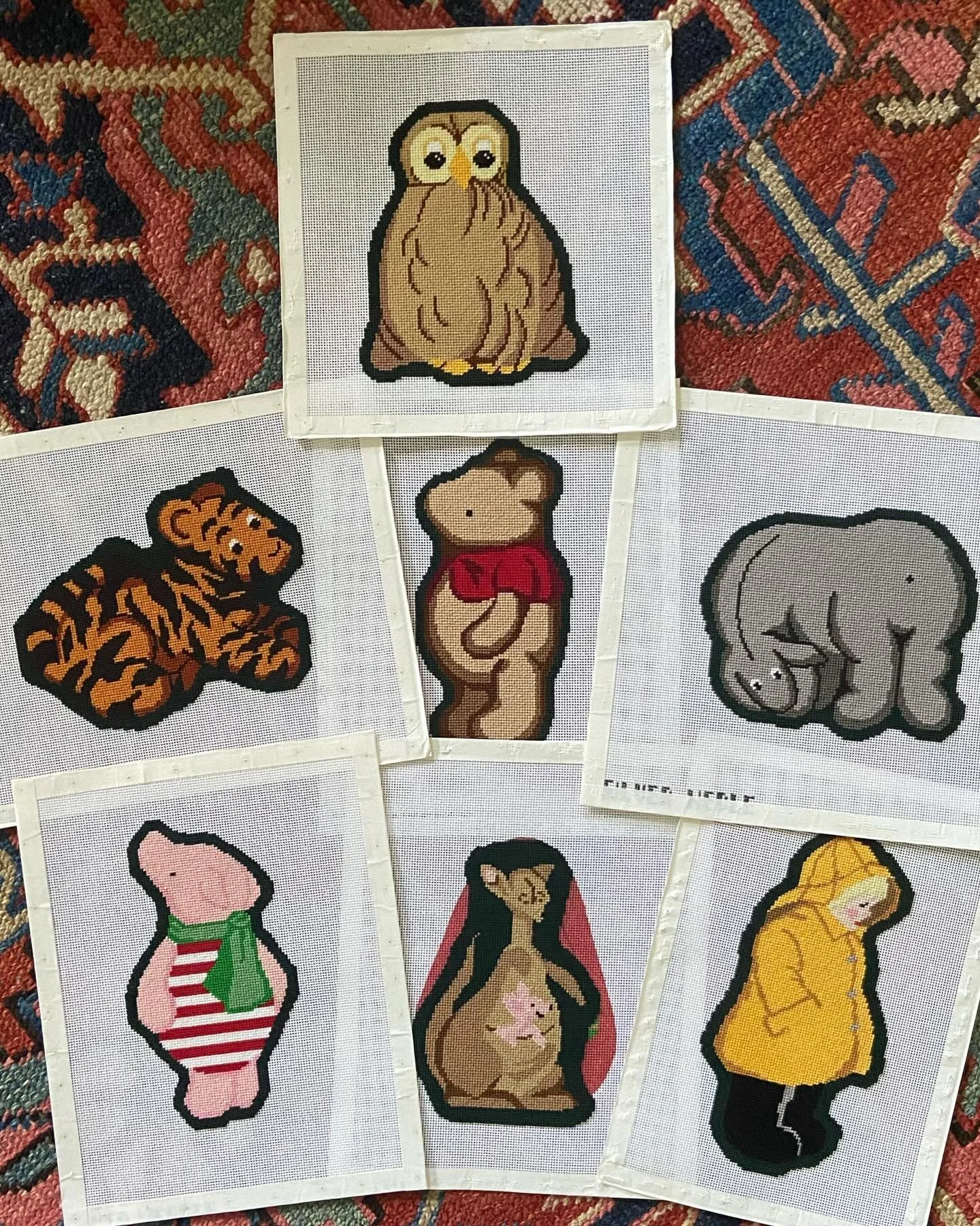 It took longer than expected but&hellip; this set is COMPLETE! Cannot wait to finally have these guys on my #ndlpt garland for 2025 haha. Since these SilverNeedle (@colonialneedleco) canvases were all stitched in basic basketweave in Bella Lusso it&r