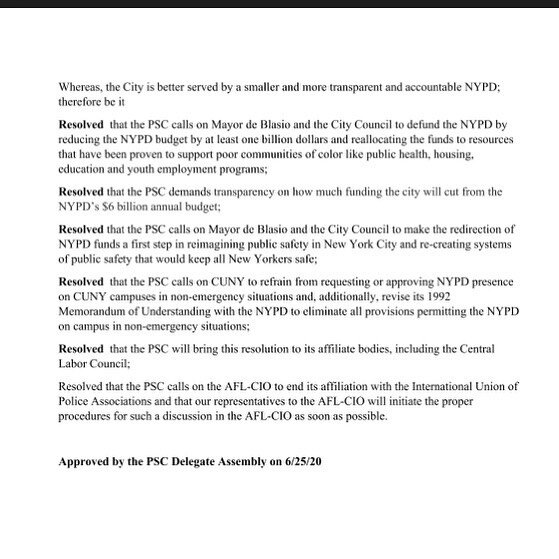 Make no mistake, this would not have happened without @rankandfileaction. RAFA members put the resolution together, the PSC took out the clause demanding the @aflcio disaffiliate from IUPA (police union), a RAFA member moved to have it reinstated, it