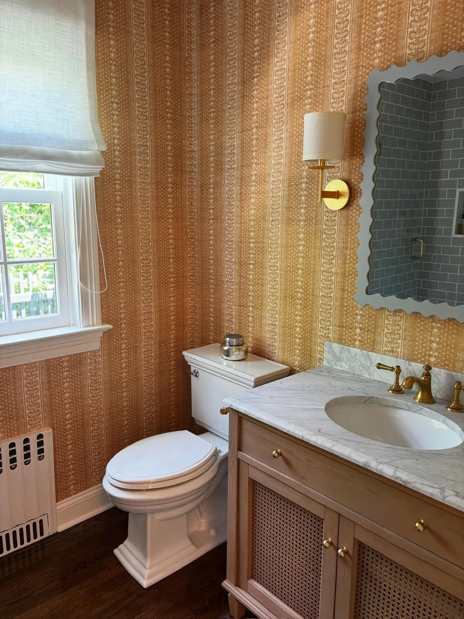 My client has 3 boys so this bathroom is her girly moment. 🤍
I always tell my clients to wait until you can do it right, and she did exactly that. The patience paid off and I couldn&rsquo;t be more obsessed with this before &amp; after. ✨