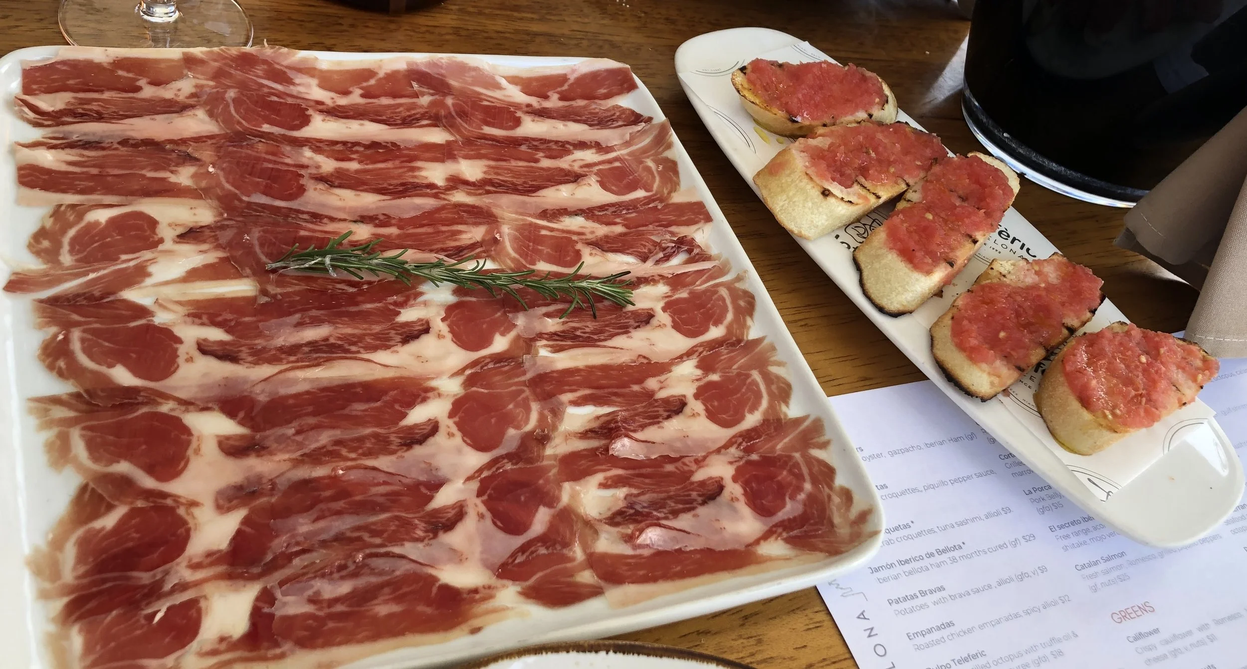 An image of jamón ibérico, a classic Spanish food dish