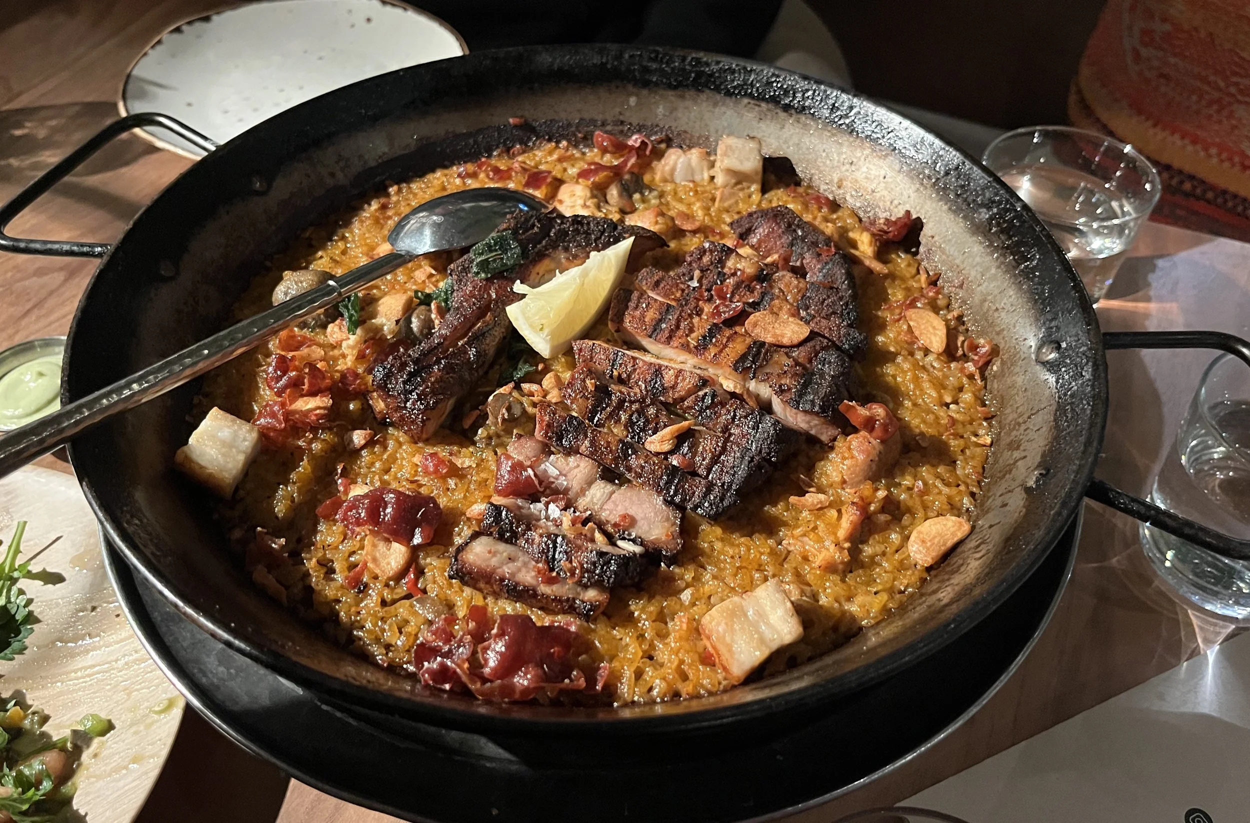 An image of paella, a classic Spanish food dish.