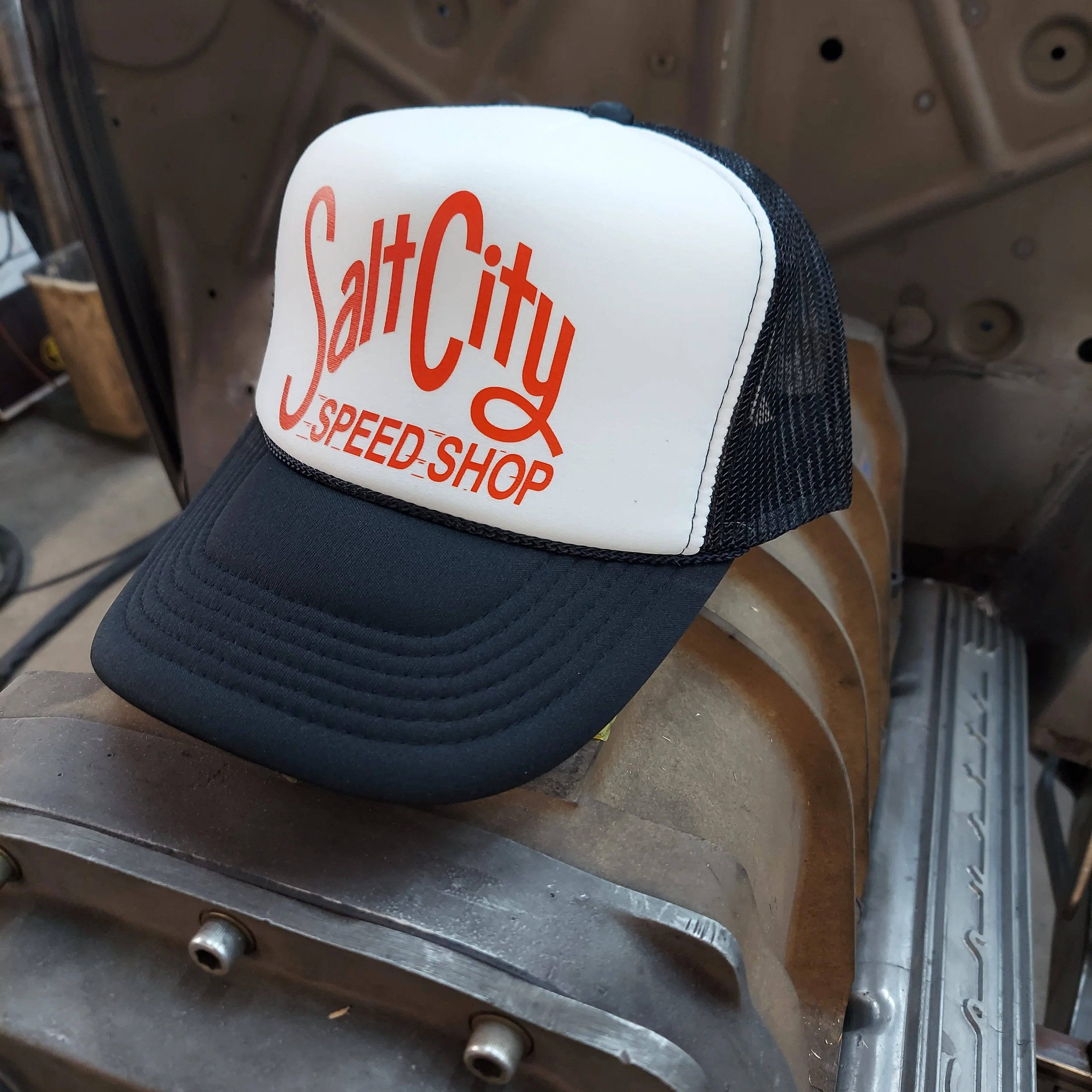 Foam Trucker Black Hat Red Logo Front.jpg