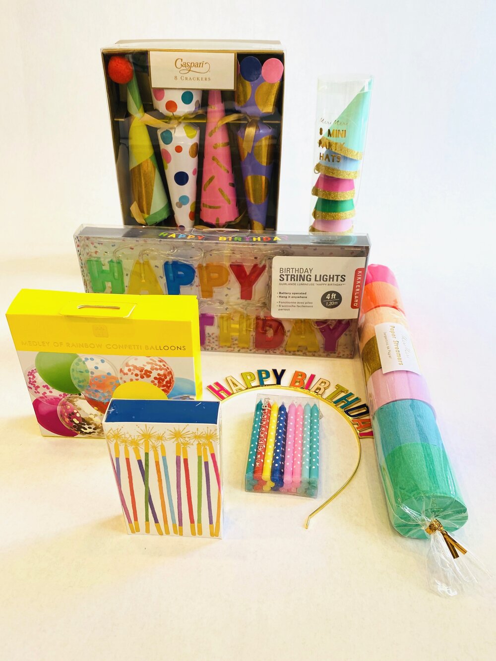 Colorful Balloon Collection With Paper Streamer And String