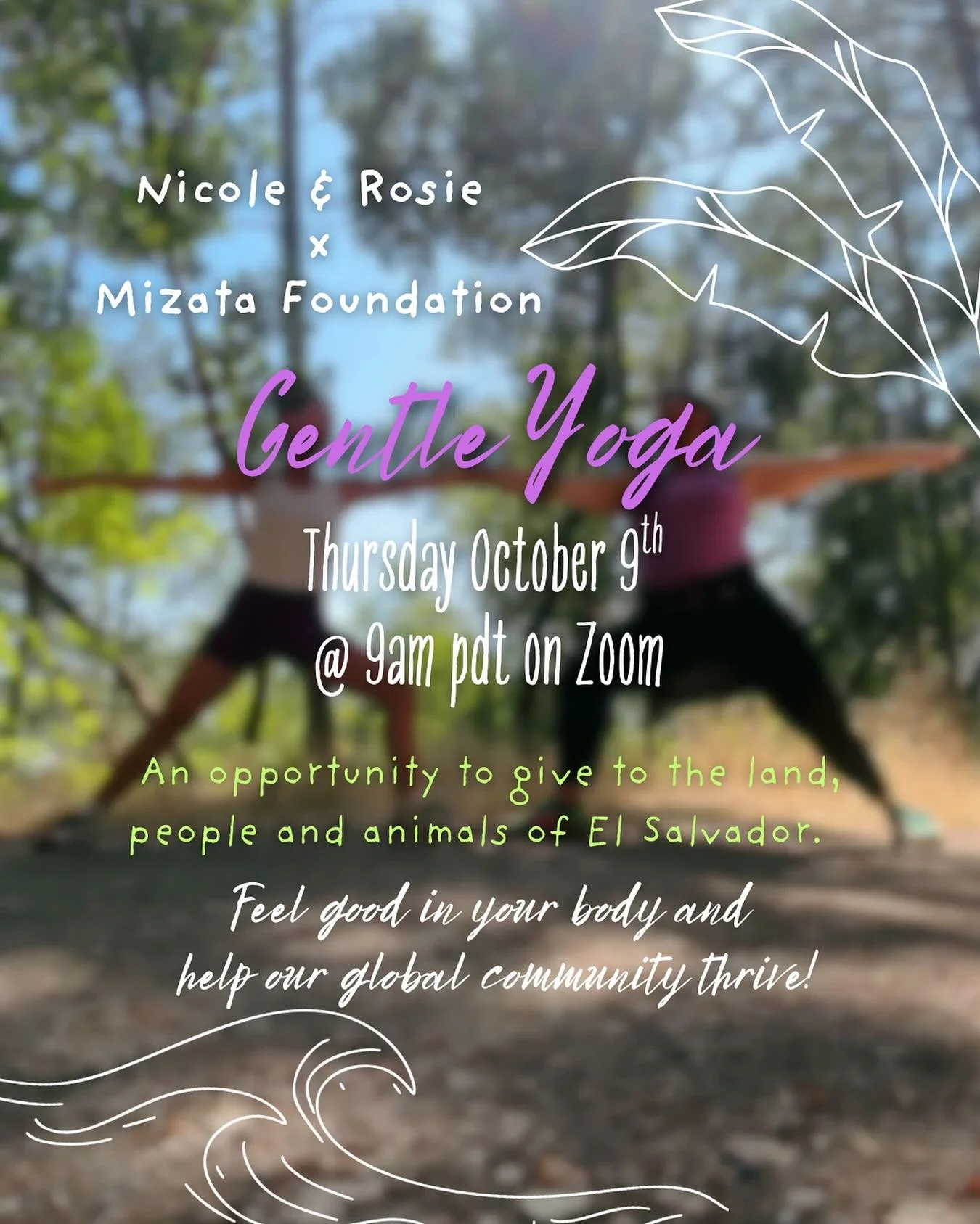 We are holding another online, donation based yoga class!  Thursday October 9th at 9am.  We would love to see you there if you have some time in your day.  Through the work of @mizatafoundation any donations collected will go towards building a much 