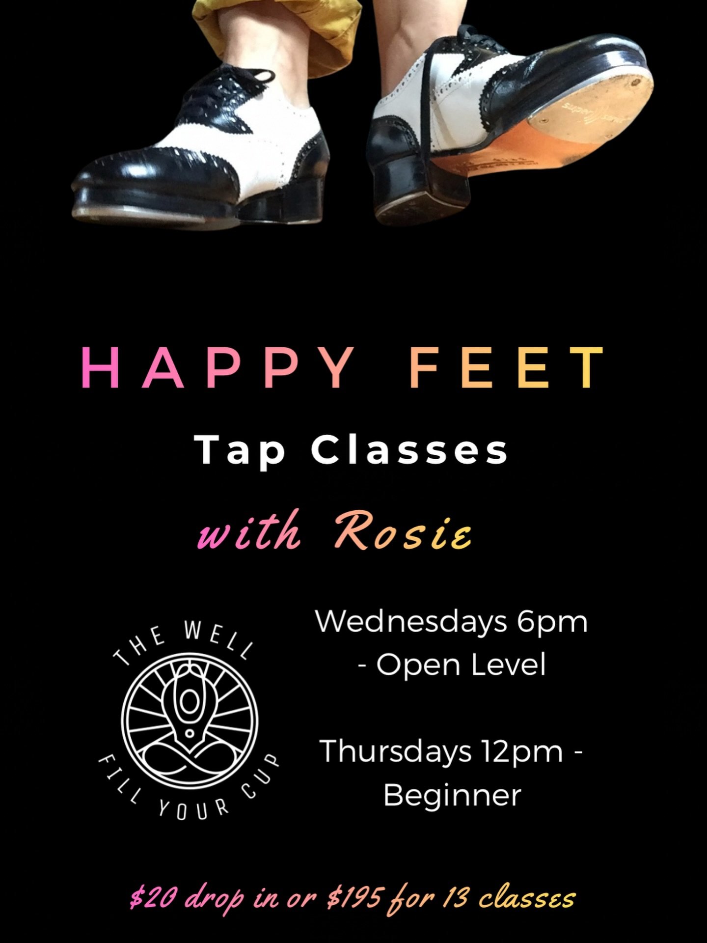 Tap Classes resume at @thewellportangeles THIS week! Check it out - tap is great for building your brain/body connection, practicing balance, becoming a part of the music and bringing joy into your life! No tap shoes required to give it a try&hellip;